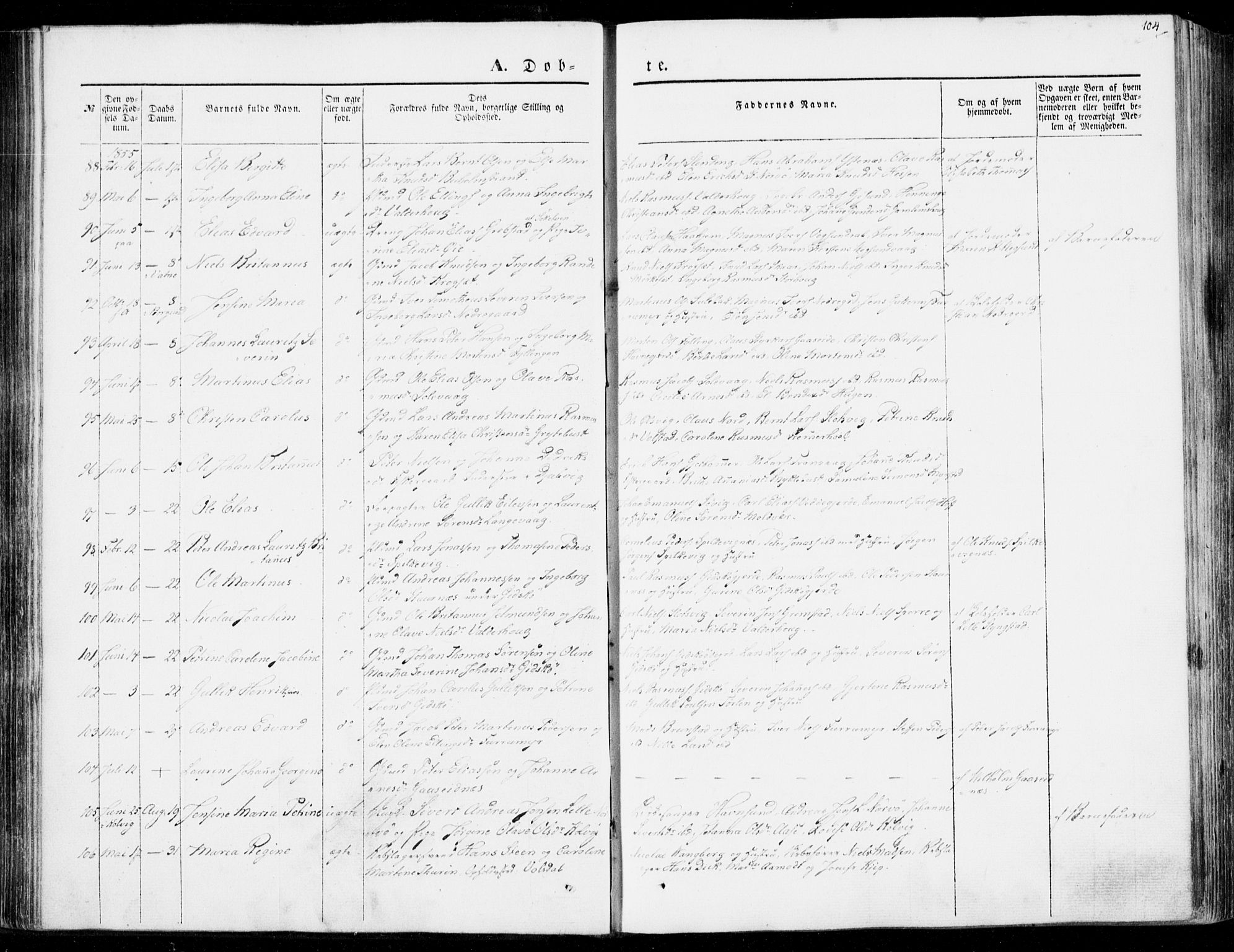 Ministerialprotokoller, klokkerbøker og fødselsregistre - Møre og Romsdal, AV/SAT-A-1454/528/L0397: Parish register (official) no. 528A08, 1848-1858, p. 104