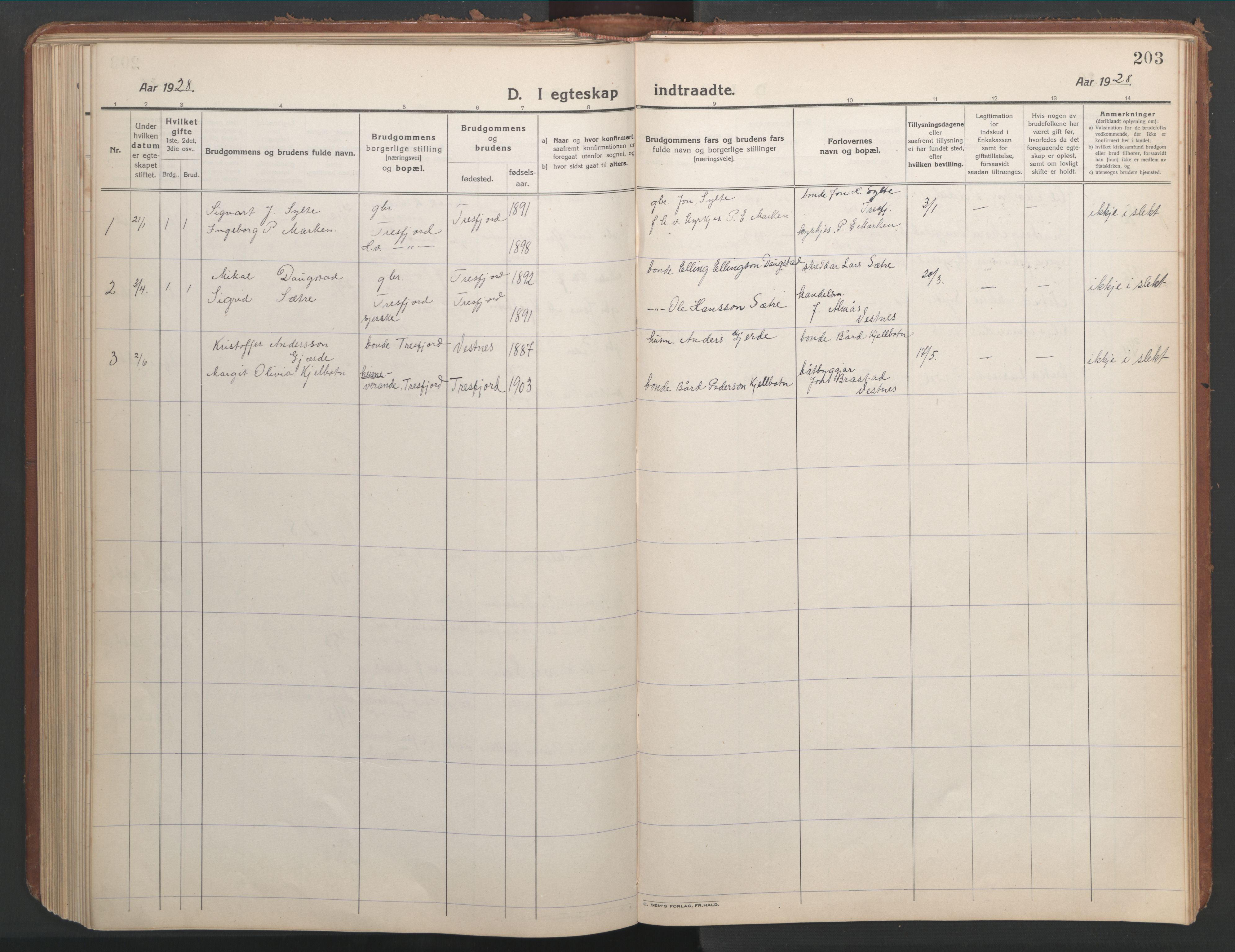 Ministerialprotokoller, klokkerbøker og fødselsregistre - Møre og Romsdal, SAT/A-1454/541/L0548: Parish register (copy) no. 541C03, 1921-1960, p. 203