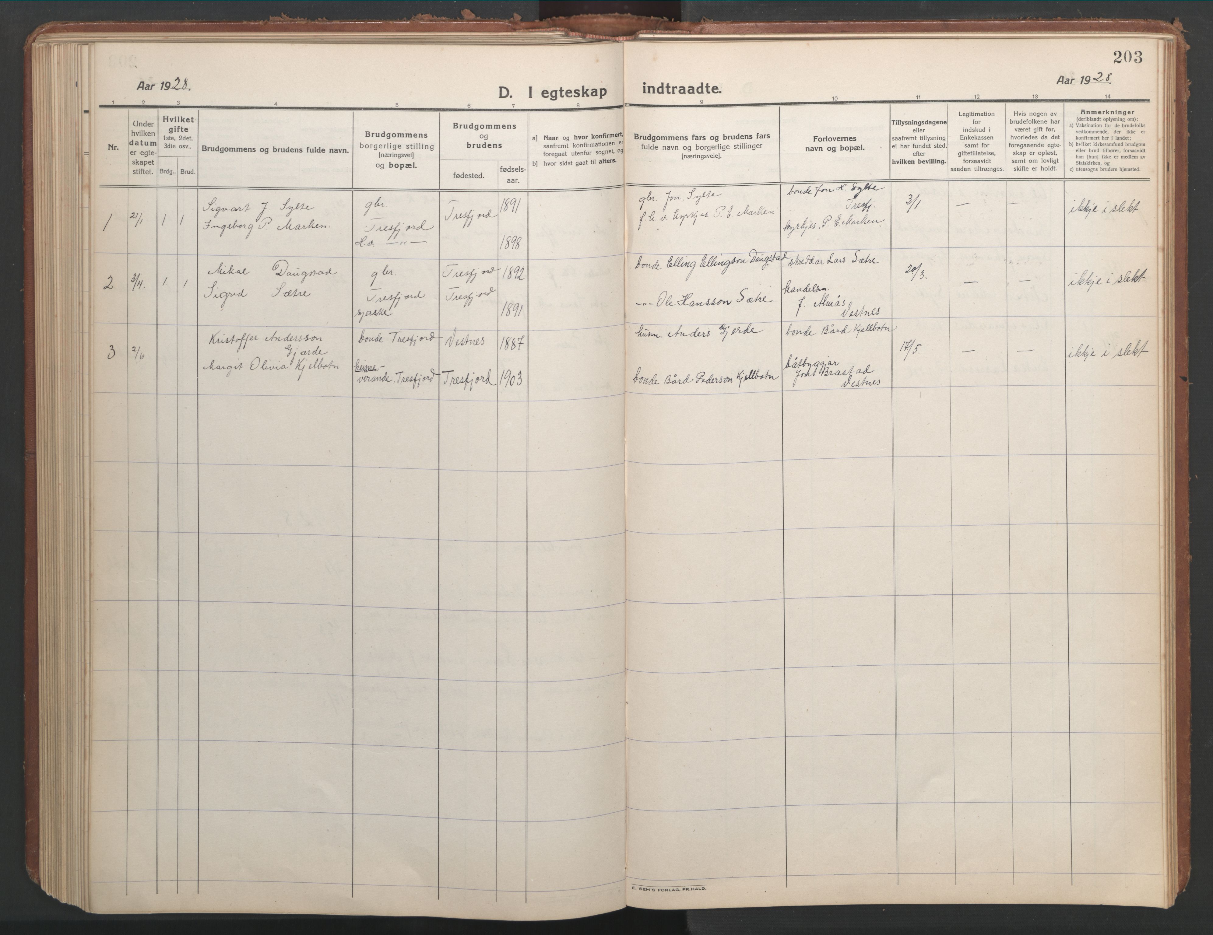 Ministerialprotokoller, klokkerbøker og fødselsregistre - Møre og Romsdal, AV/SAT-A-1454/541/L0548: Parish register (copy) no. 541C03, 1921-1960, p. 203