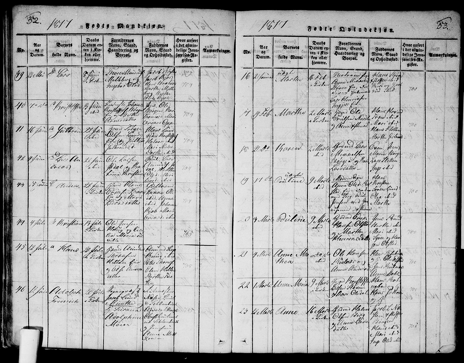 Ullensaker prestekontor Kirkebøker, AV/SAO-A-10236a/G/Ga/L0001: Parish register (copy) no. I 1, 1815-1835, p. 52-53