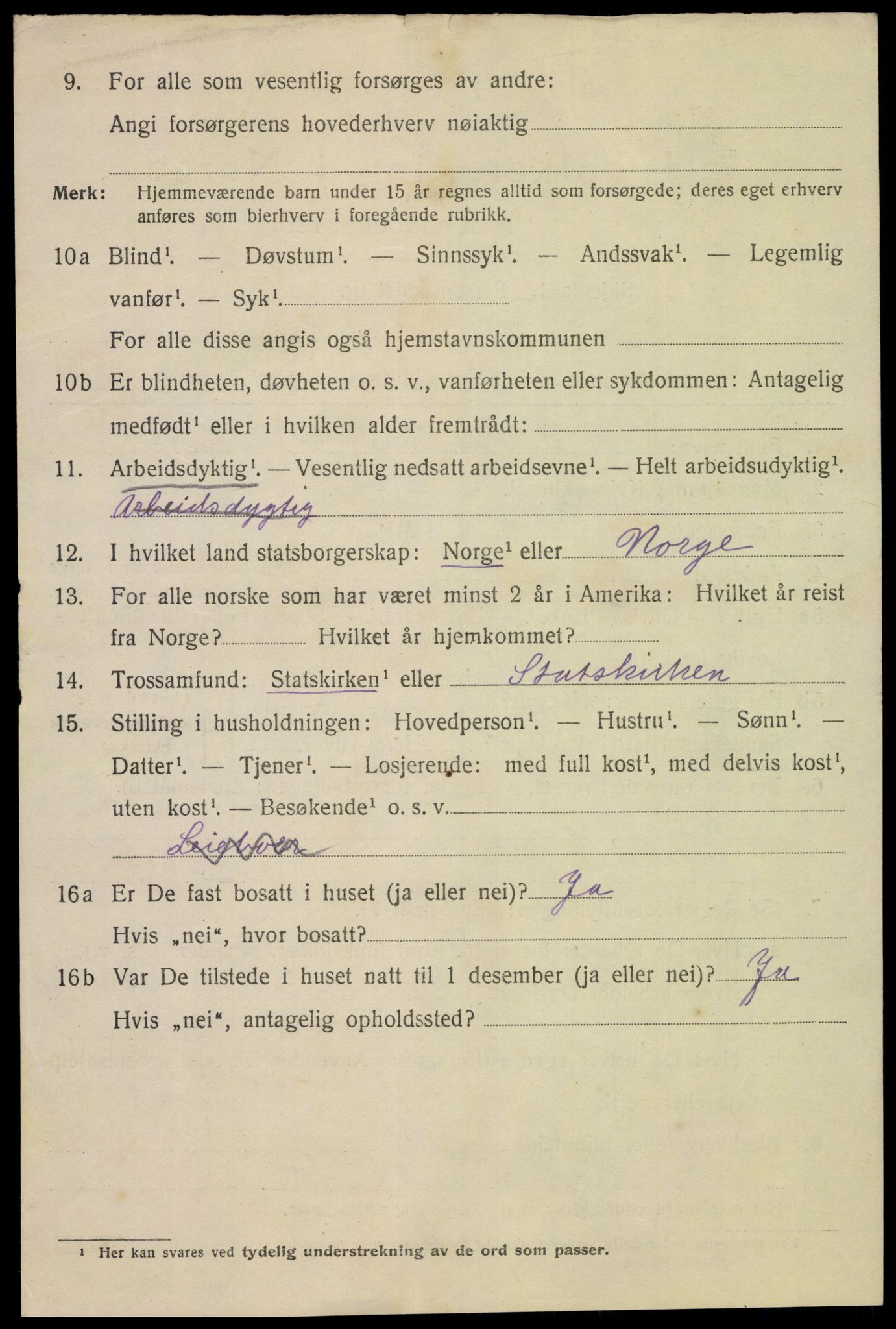 SAK, 1920 census for Mandal, 1920, p. 7010