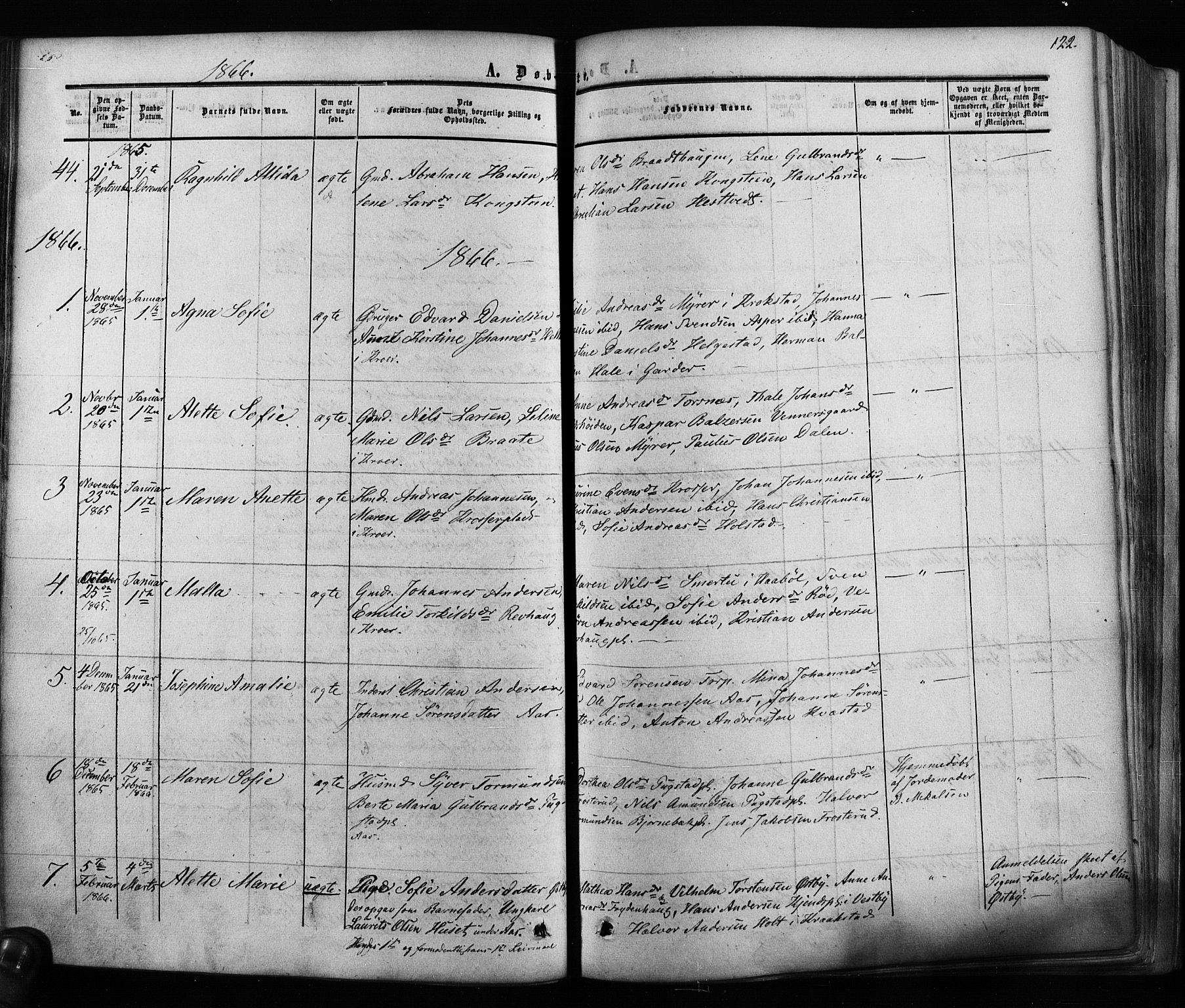 Ås prestekontor Kirkebøker, AV/SAO-A-10894/F/Fa/L0007: Parish register (official) no. I 7, 1854-1870, p. 122