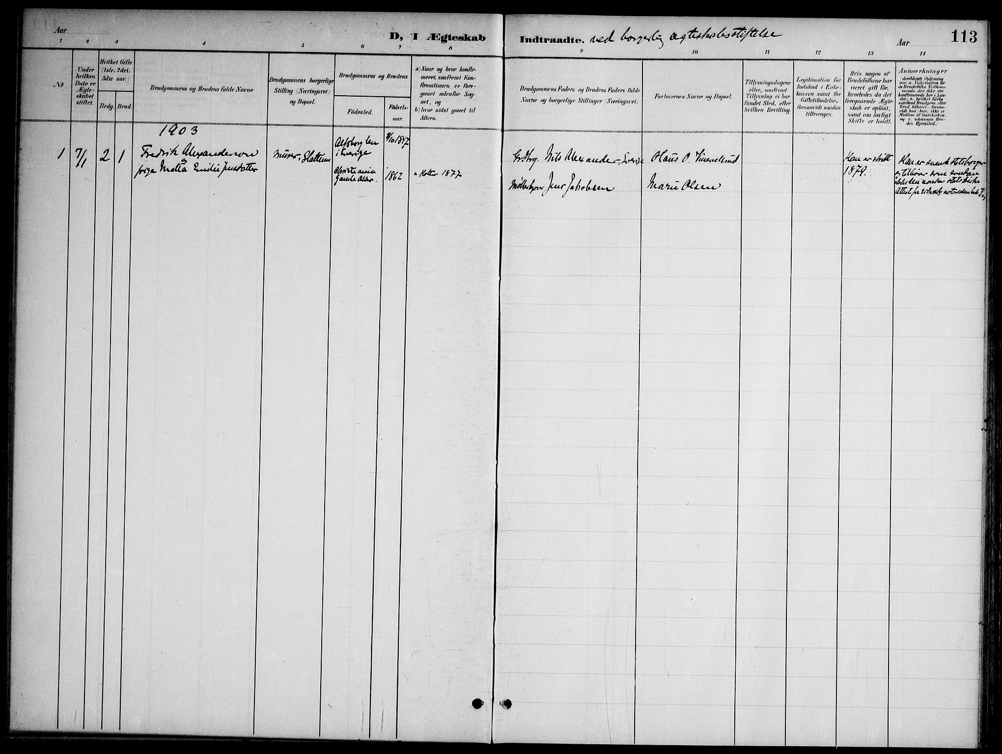 Nannestad prestekontor Kirkebøker, SAO/A-10414a/G/Gb/L0001: Parish register (copy) no. II 1, 1901-1917, p. 113