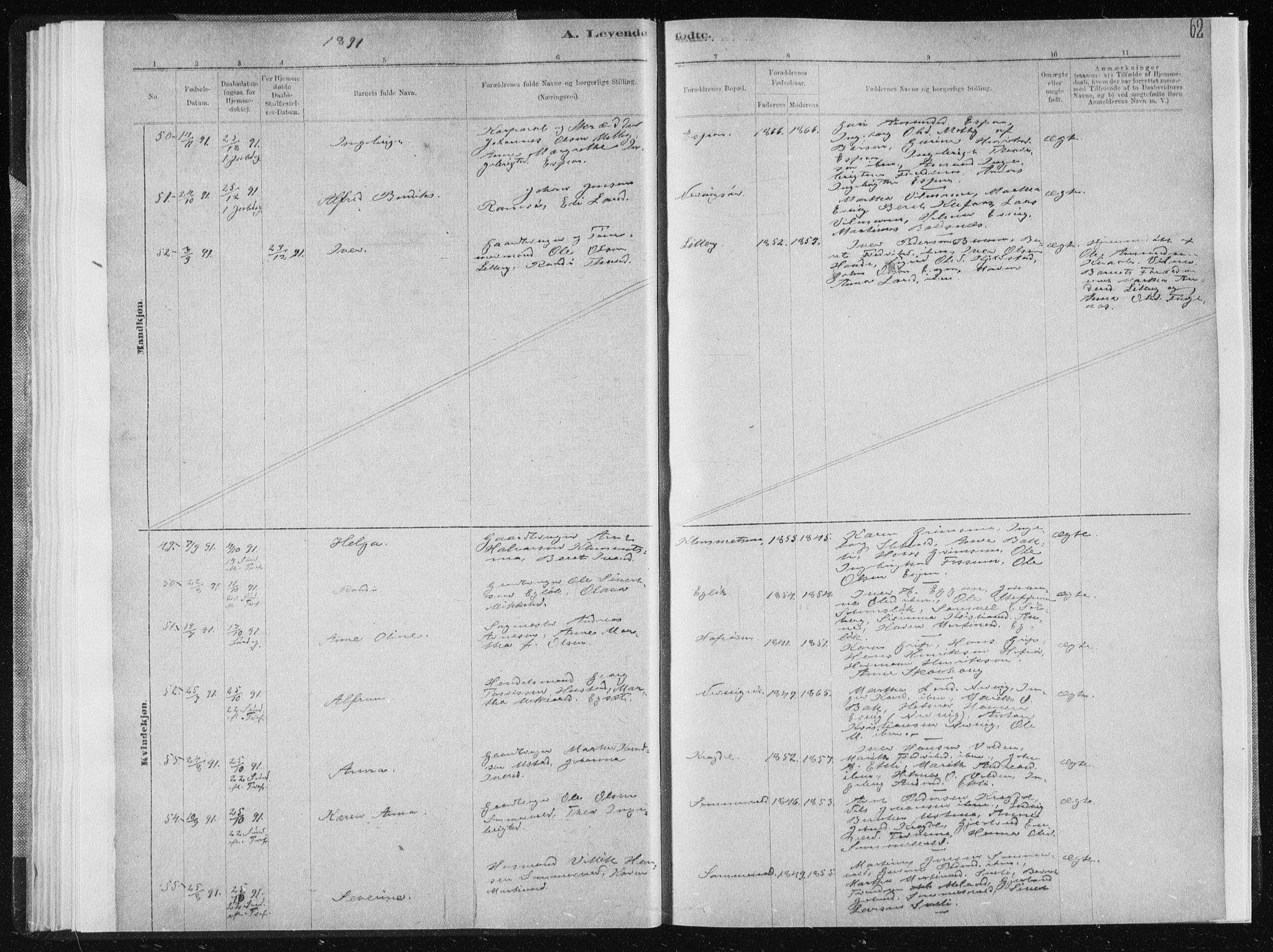 Ministerialprotokoller, klokkerbøker og fødselsregistre - Sør-Trøndelag, AV/SAT-A-1456/668/L0818: Parish register (copy) no. 668C07, 1885-1898, p. 62