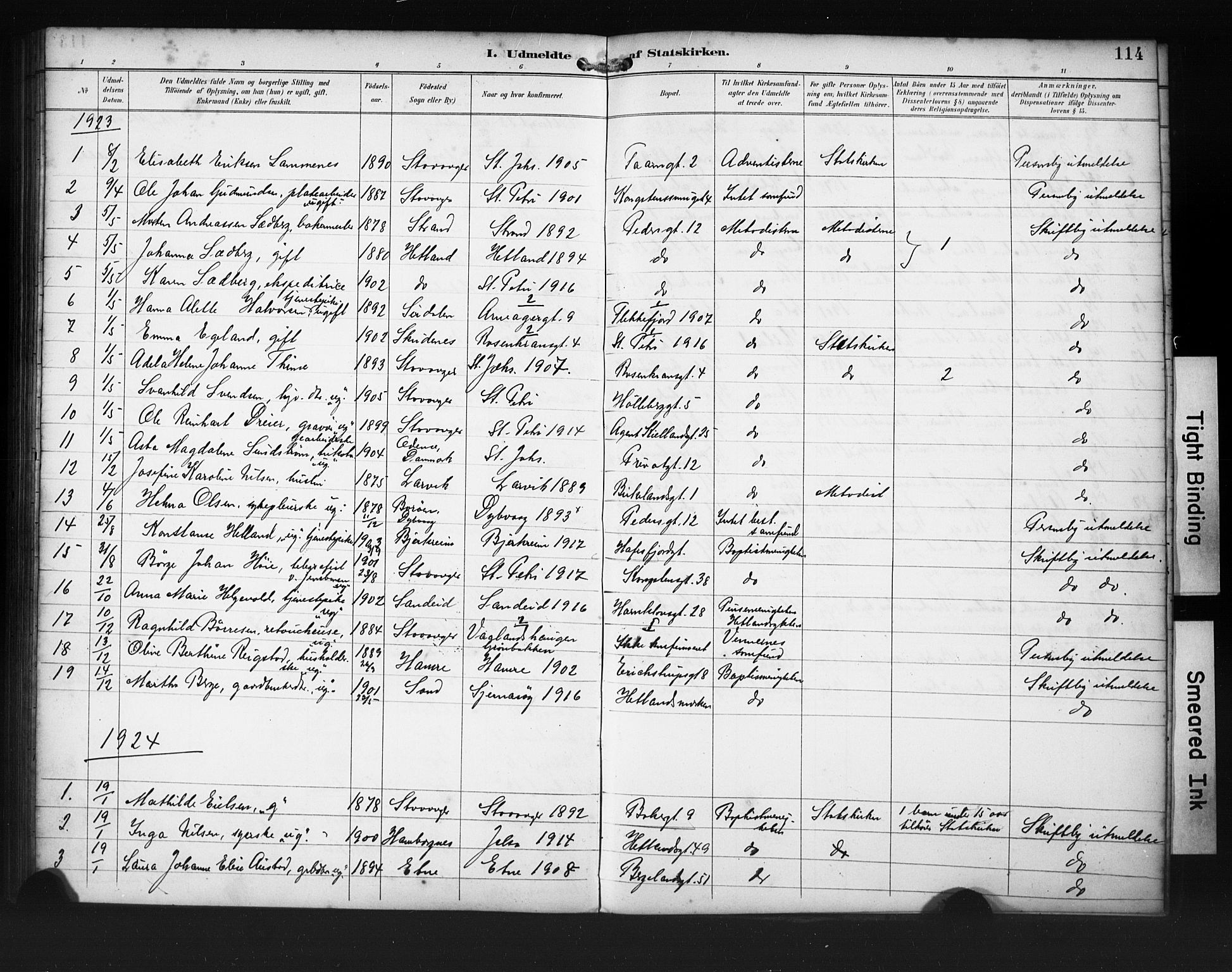 St. Petri sokneprestkontor, AV/SAST-A-101813/001/30/30BA/L0020: Parish register (official) no. A 18, 1893-1928, p. 114