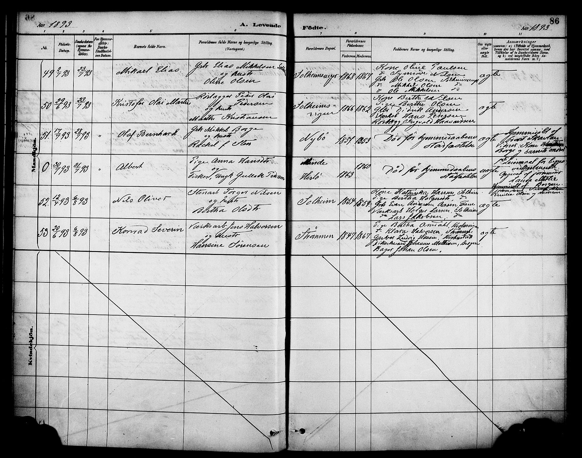 Årstad Sokneprestembete, AV/SAB-A-79301/H/Haa/L0001: Parish register (official) no. A 1, 1886-1901, p. 86