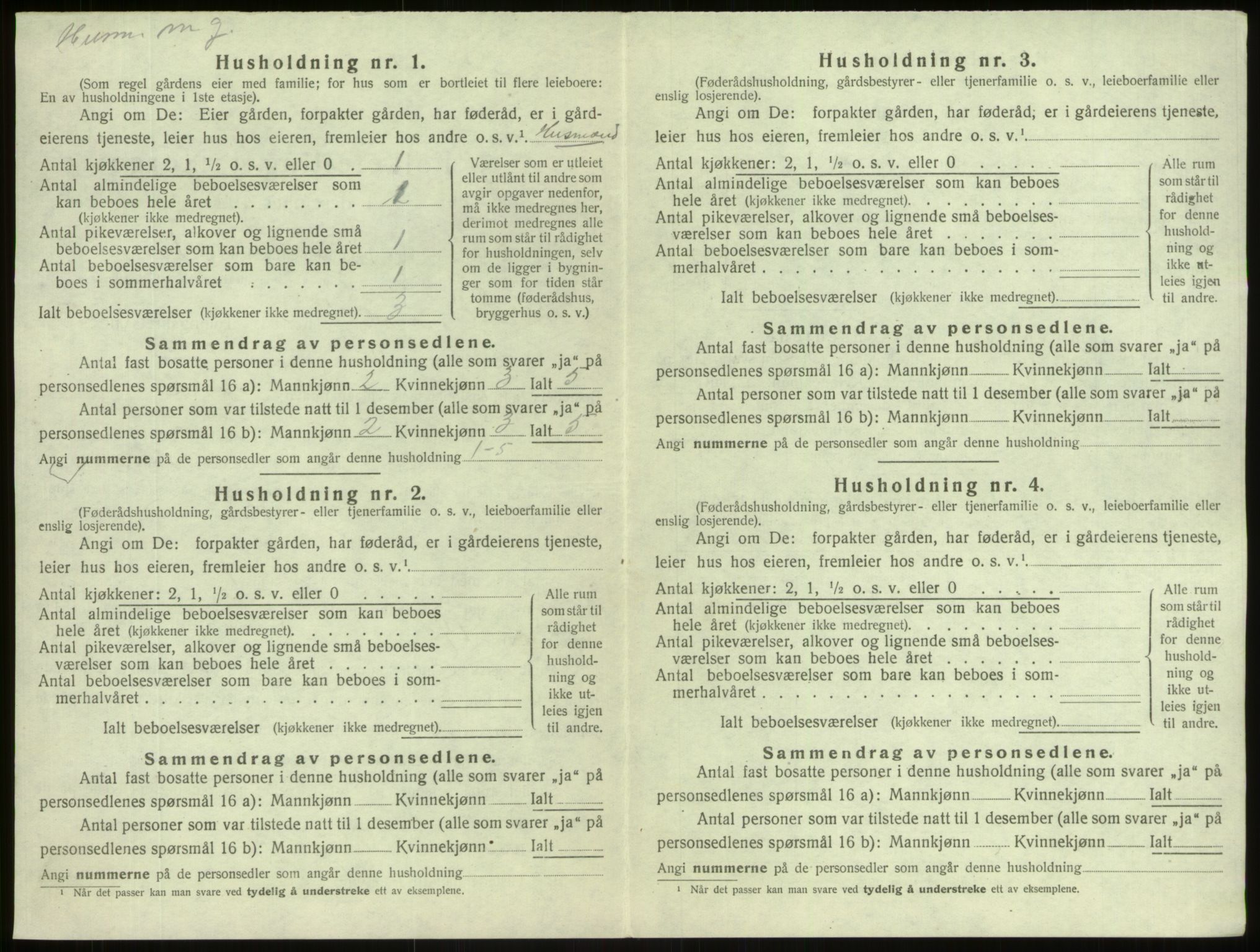 SAB, 1920 census for Årdal, 1920, p. 391