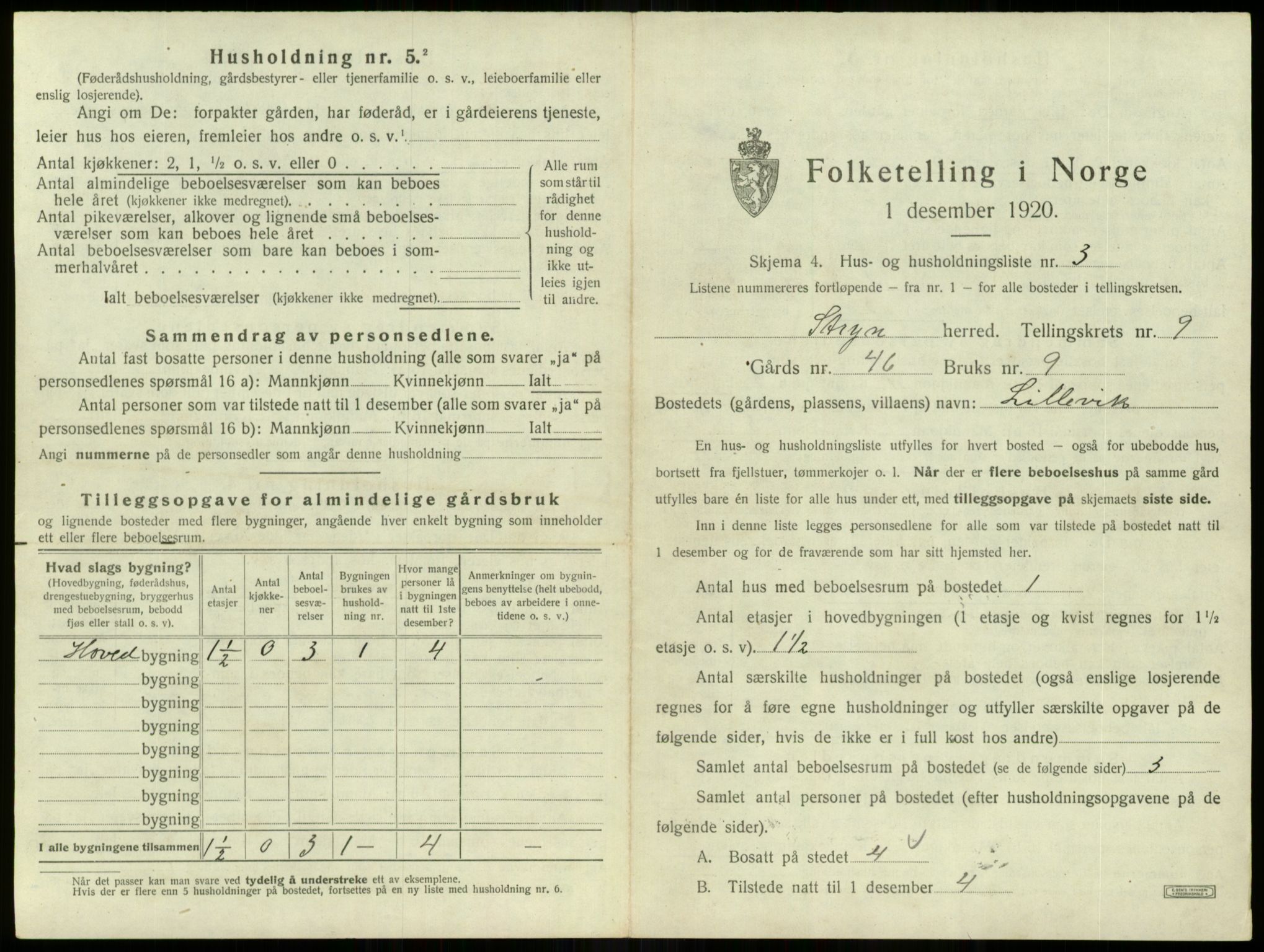 SAB, 1920 census for Stryn, 1920, p. 557