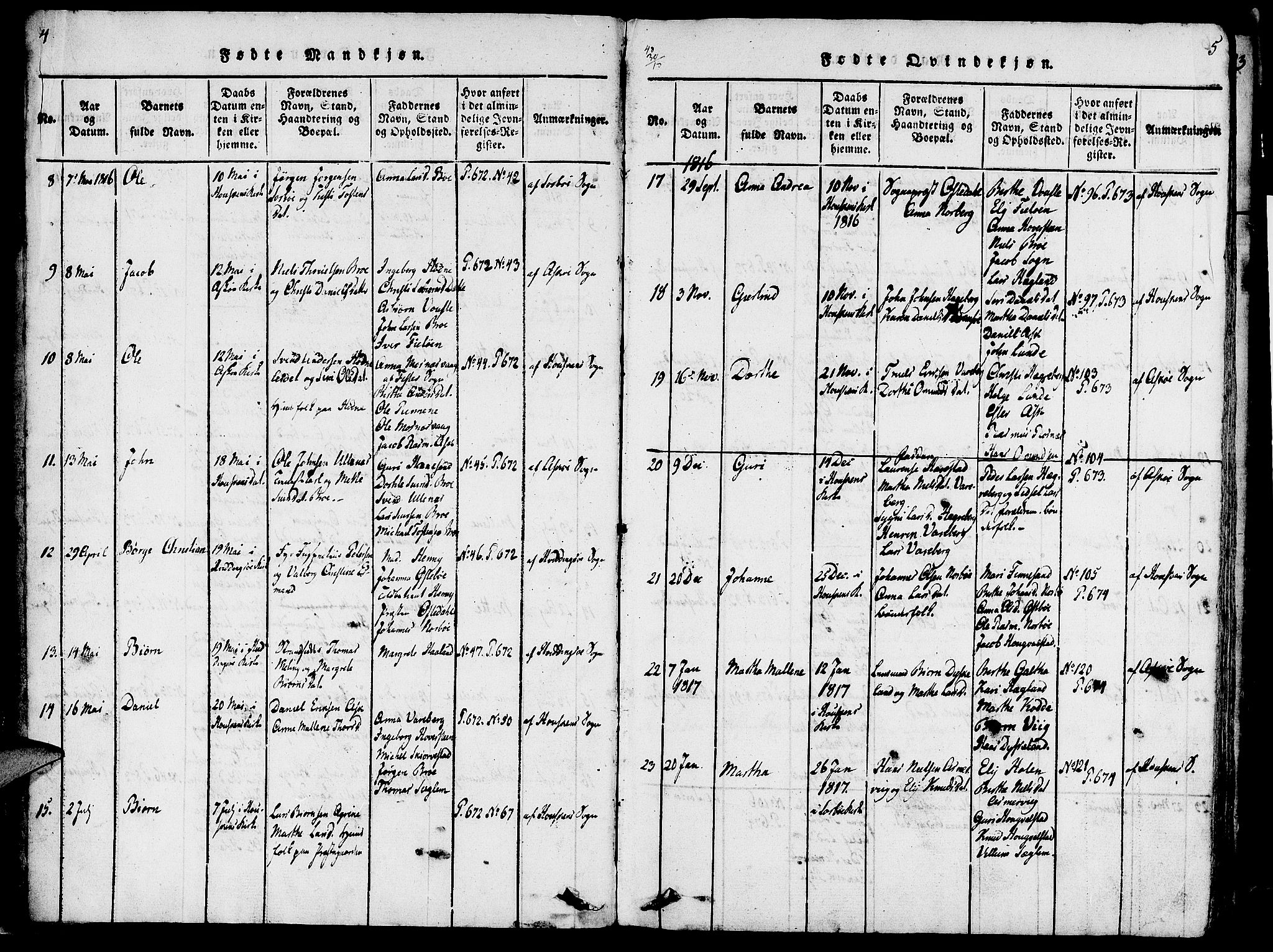 Rennesøy sokneprestkontor, AV/SAST-A -101827/H/Ha/Haa/L0004: Parish register (official) no. A 4, 1816-1837, p. 4-5