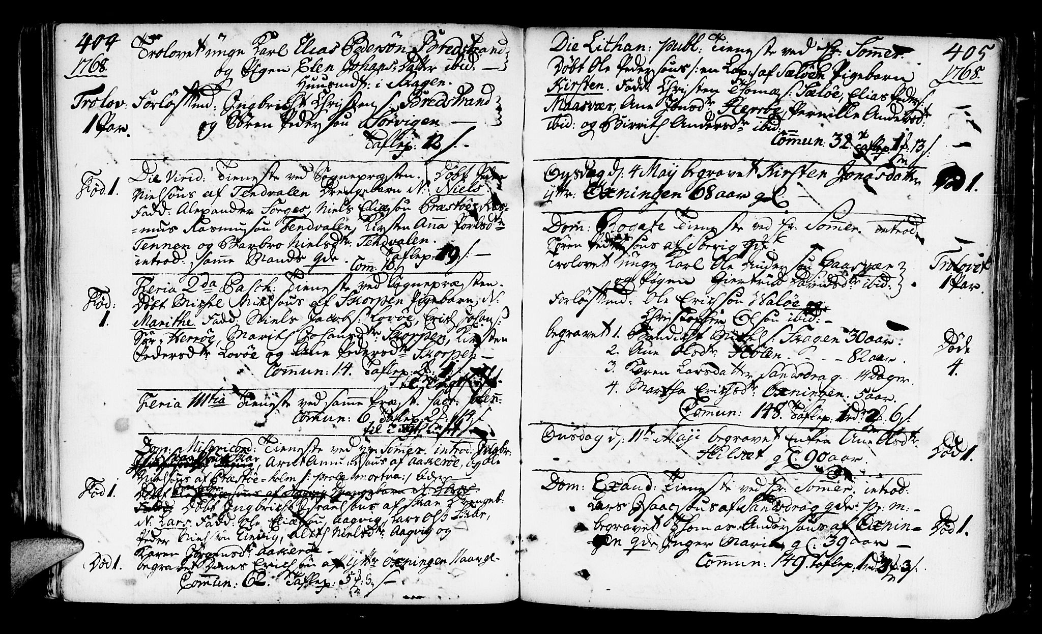 Ministerialprotokoller, klokkerbøker og fødselsregistre - Nordland, AV/SAT-A-1459/817/L0260: Parish register (official) no. 817A02 /2, 1768-1776, p. 404-405