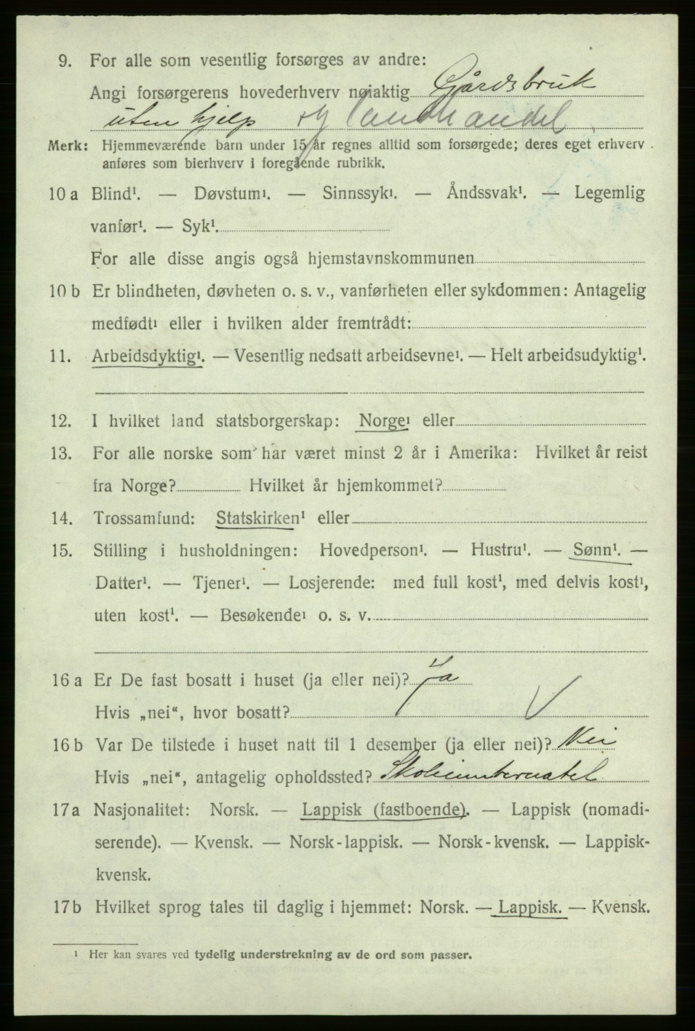 SATØ, 1920 census for Kautokeino, 1920, p. 1438