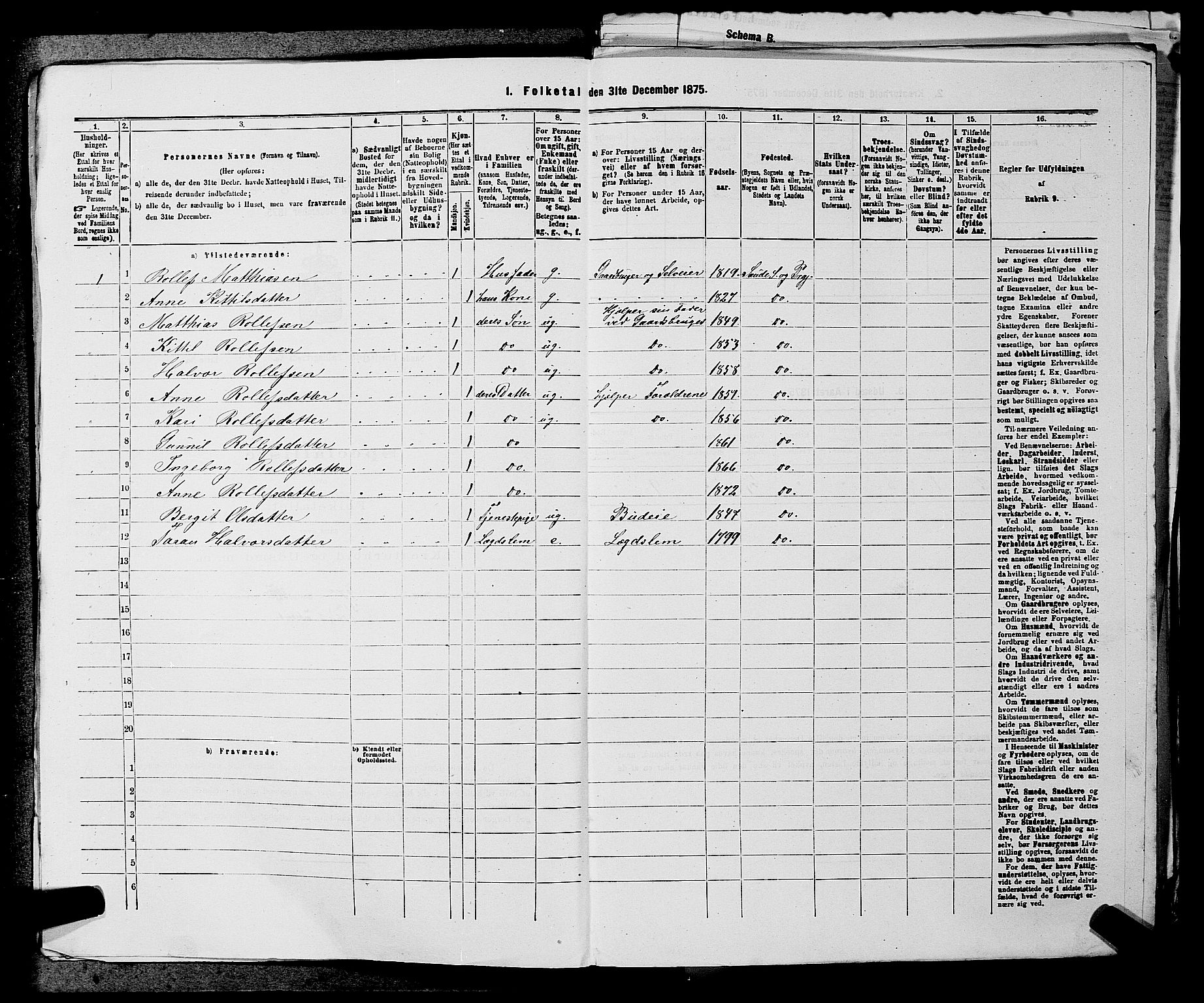 SAKO, 1875 census for 0822P Sauherad, 1875, p. 300