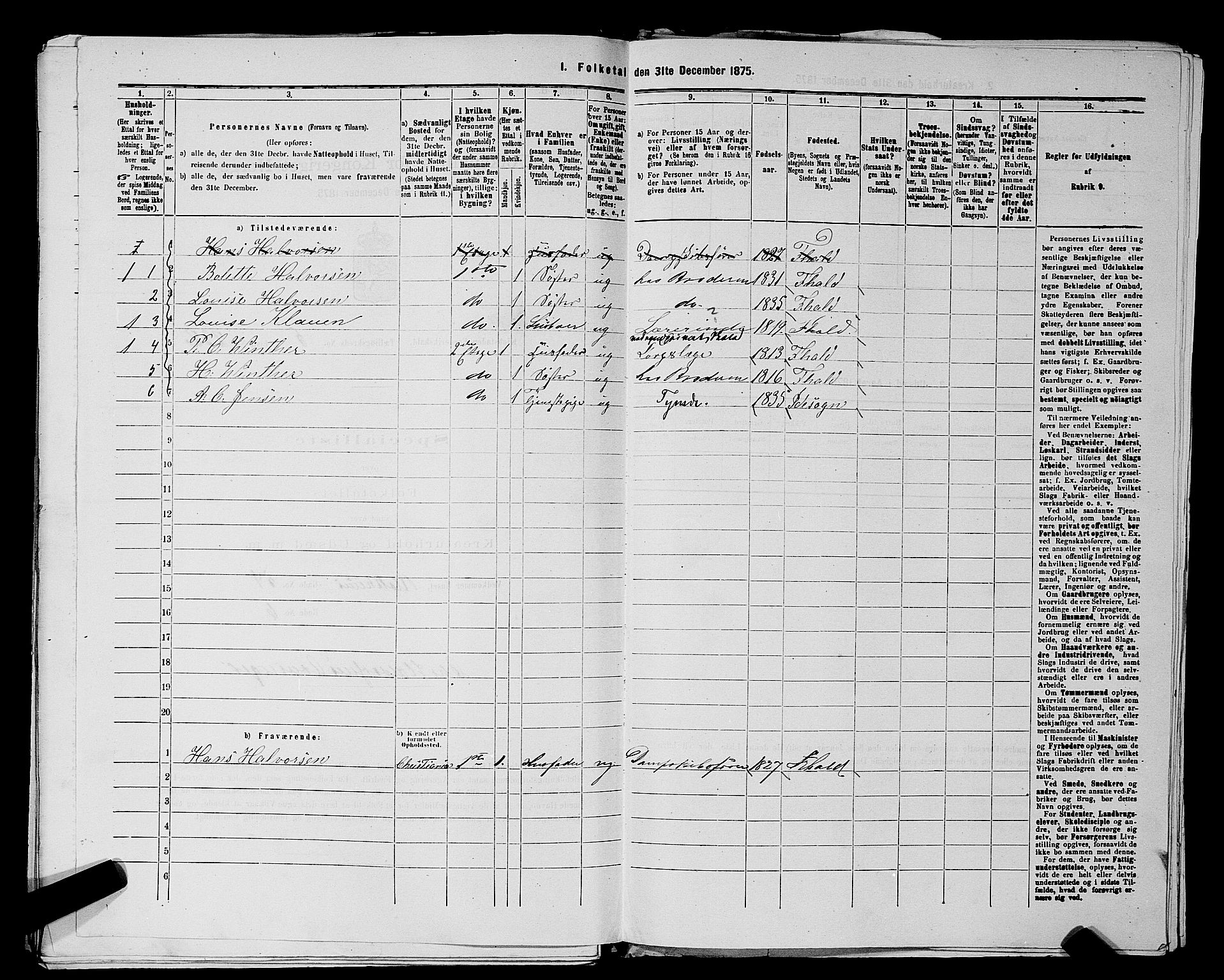 RA, 1875 census for 0101P Fredrikshald, 1875, p. 556