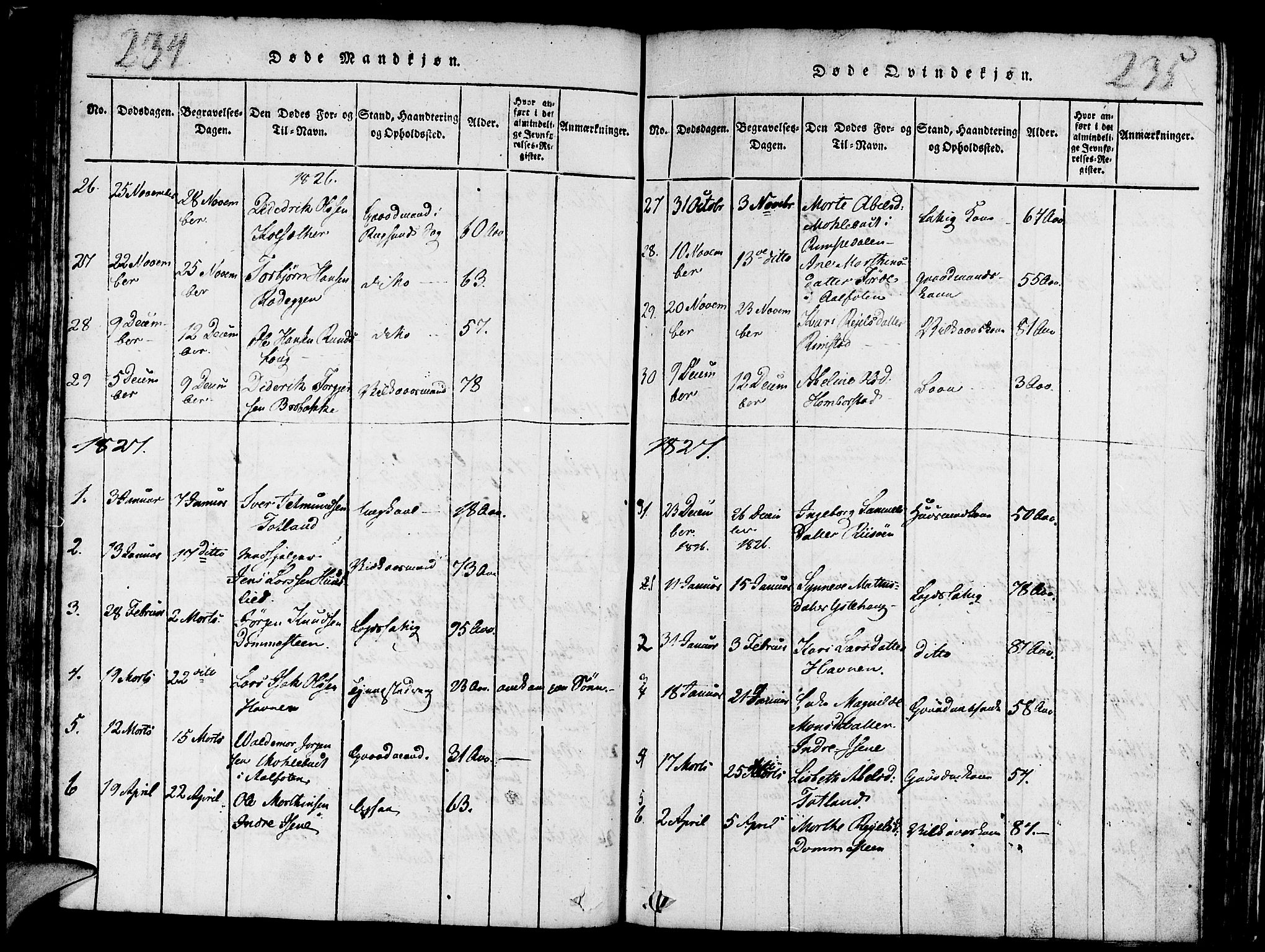 Davik sokneprestembete, AV/SAB-A-79701/H/Haa/Haaa/L0003: Parish register (official) no. A 3, 1816-1830, p. 234-235