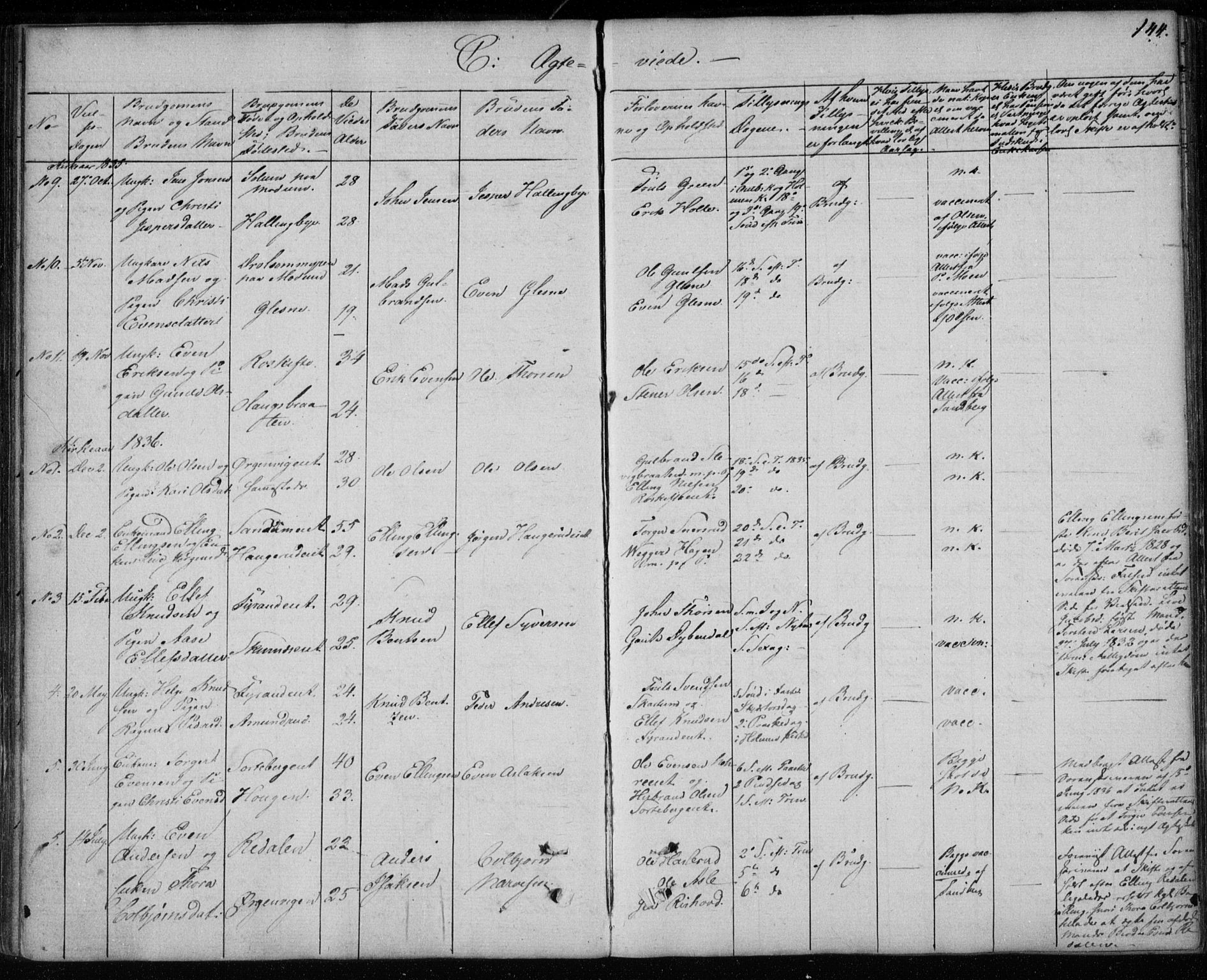 Krødsherad kirkebøker, SAKO/A-19/F/Fa/L0002: Parish register (official) no. 2, 1829-1851, p. 144