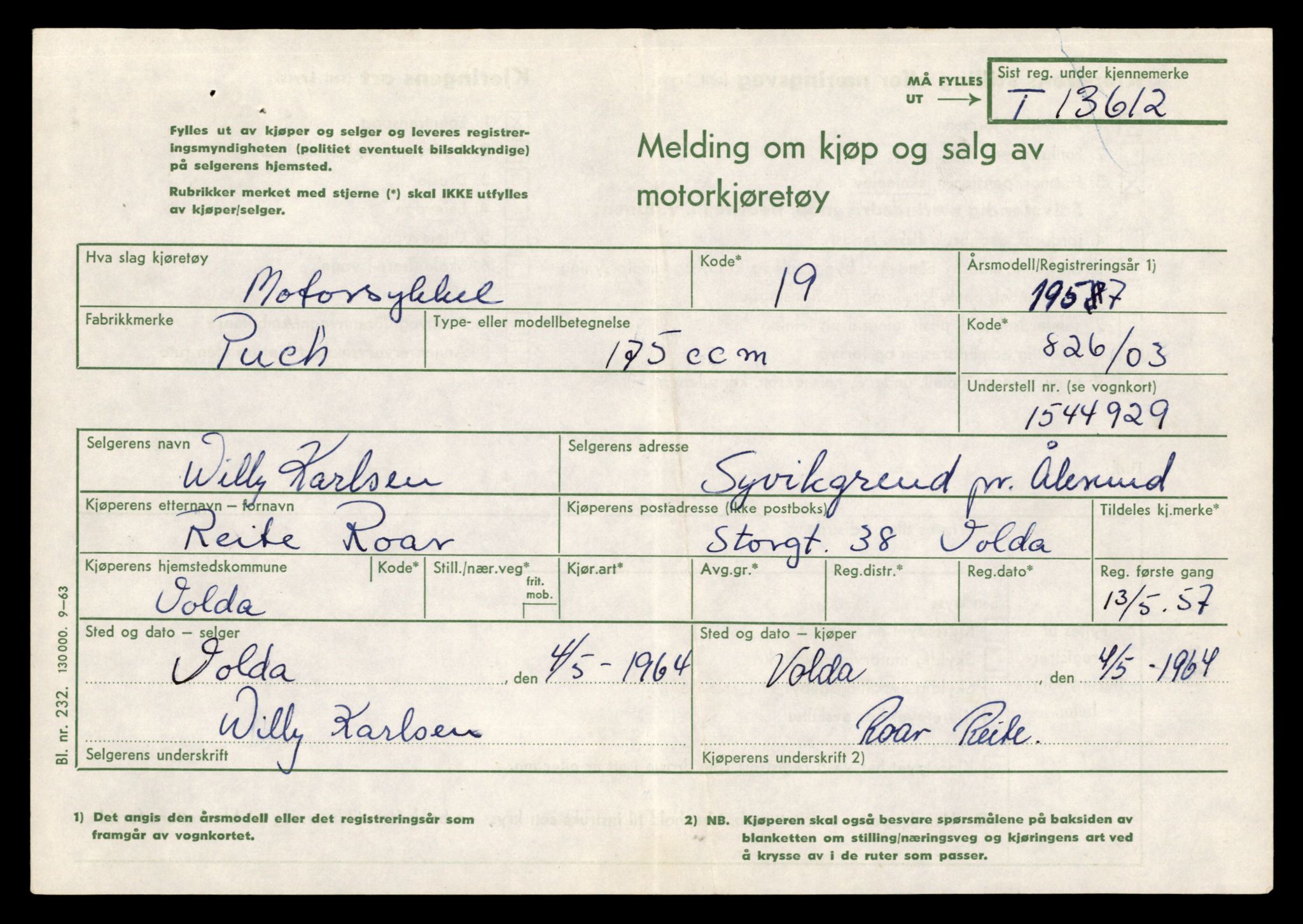 Møre og Romsdal vegkontor - Ålesund trafikkstasjon, AV/SAT-A-4099/F/Fe/L0040: Registreringskort for kjøretøy T 13531 - T 13709, 1927-1998, p. 1475