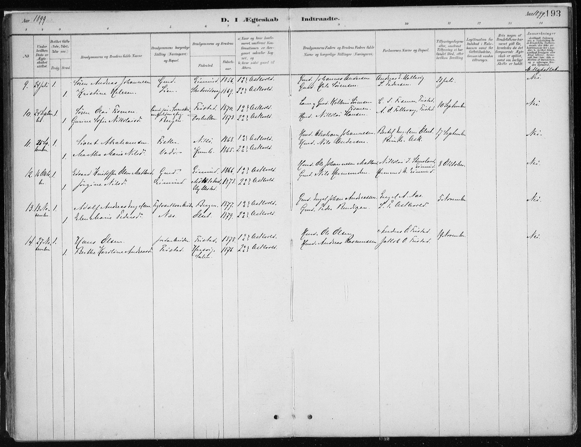 Askvoll sokneprestembete, SAB/A-79501/H/Haa/Haab/L0002: Parish register (official) no. B 2, 1879-1909, p. 193