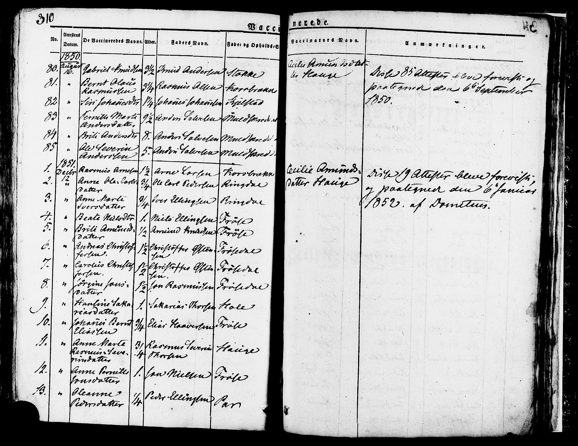 Ministerialprotokoller, klokkerbøker og fødselsregistre - Møre og Romsdal, SAT/A-1454/517/L0221: Parish register (official) no. 517A01, 1827-1858, p. 310