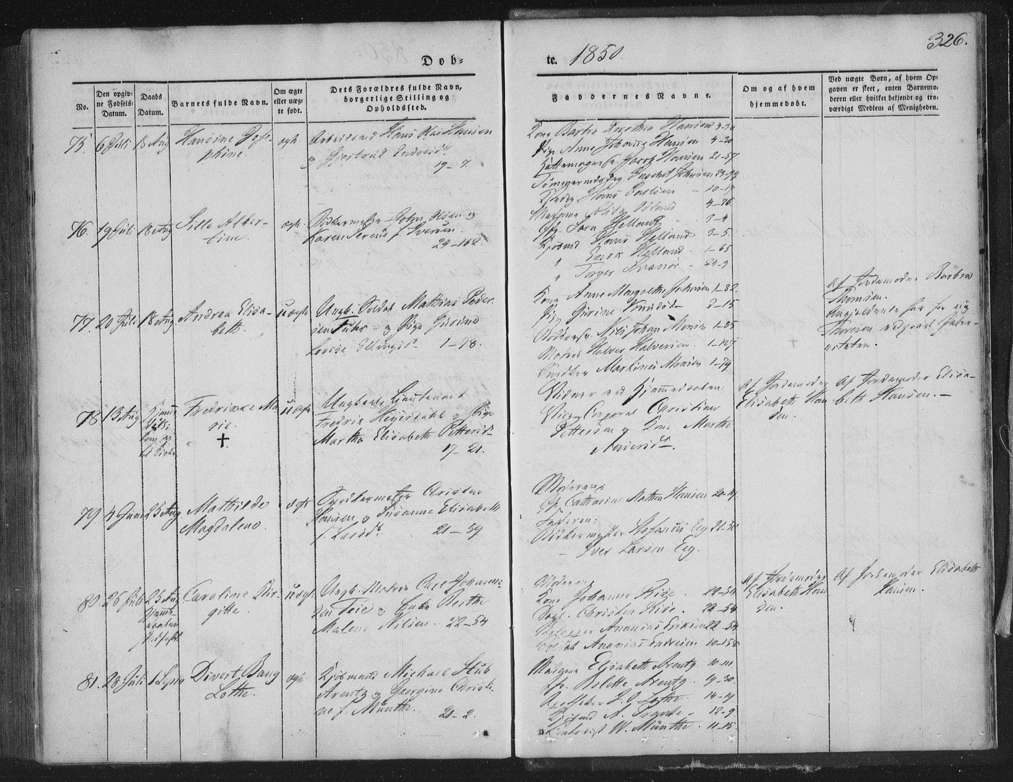 Korskirken sokneprestembete, SAB/A-76101/H/Haa/L0016: Parish register (official) no. B 2, 1841-1851, p. 326