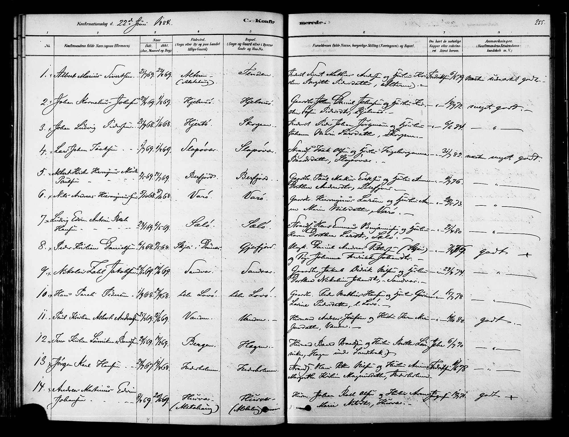 Ministerialprotokoller, klokkerbøker og fødselsregistre - Nordland, SAT/A-1459/834/L0507: Parish register (official) no. 834A05, 1878-1892, p. 255
