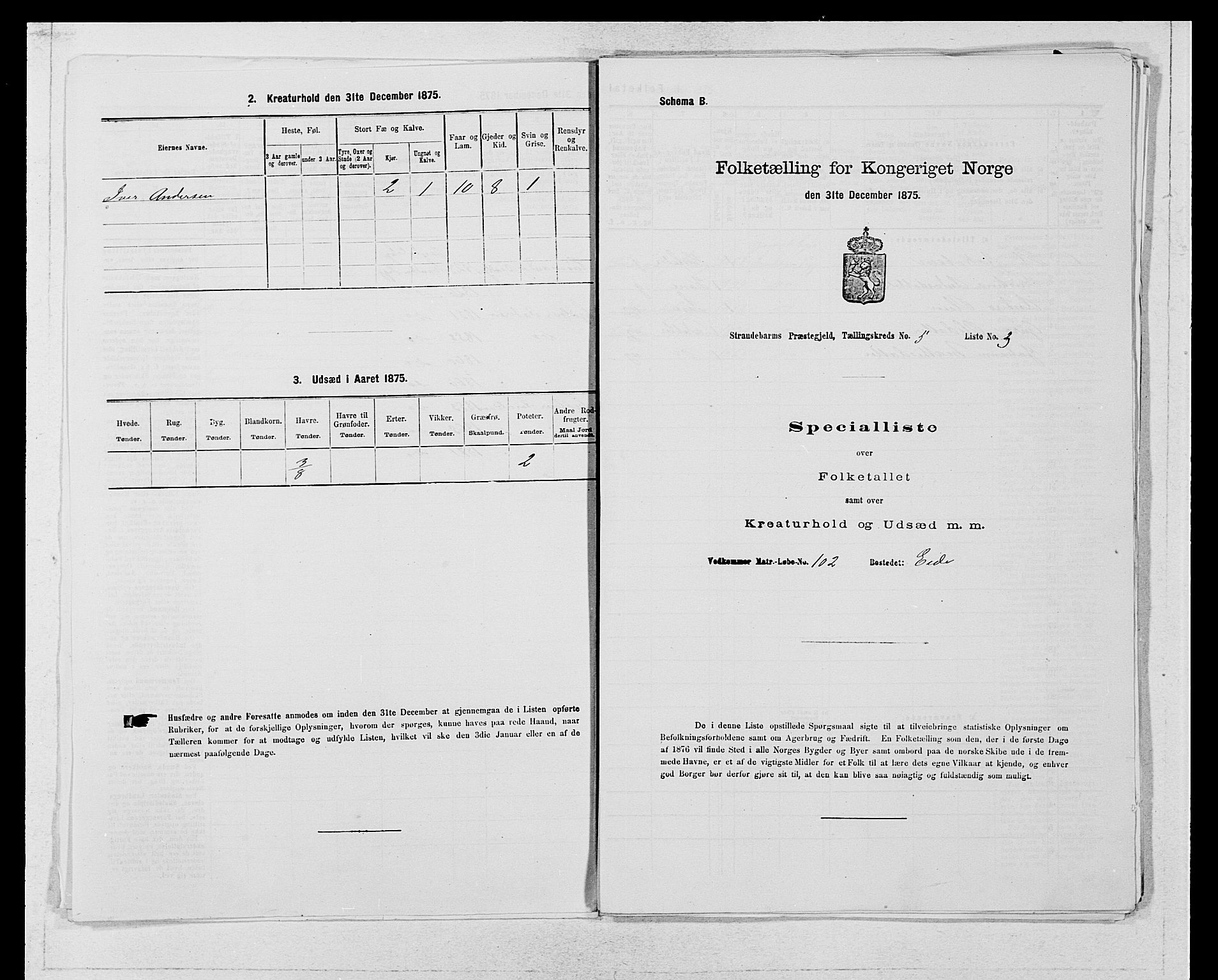 SAB, 1875 census for 1226P Strandebarm, 1875, p. 756