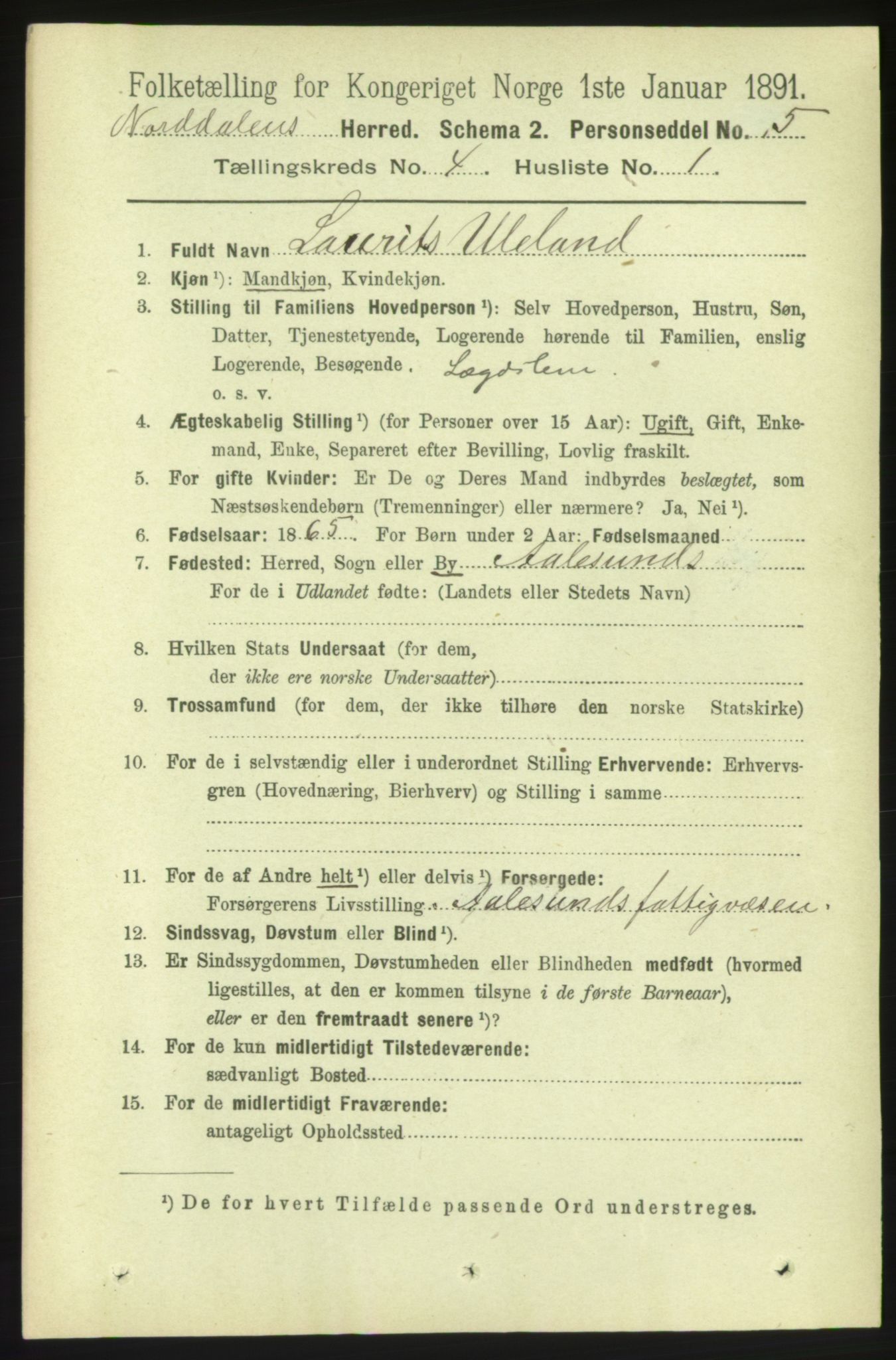 RA, 1891 census for 1524 Norddal, 1891, p. 788