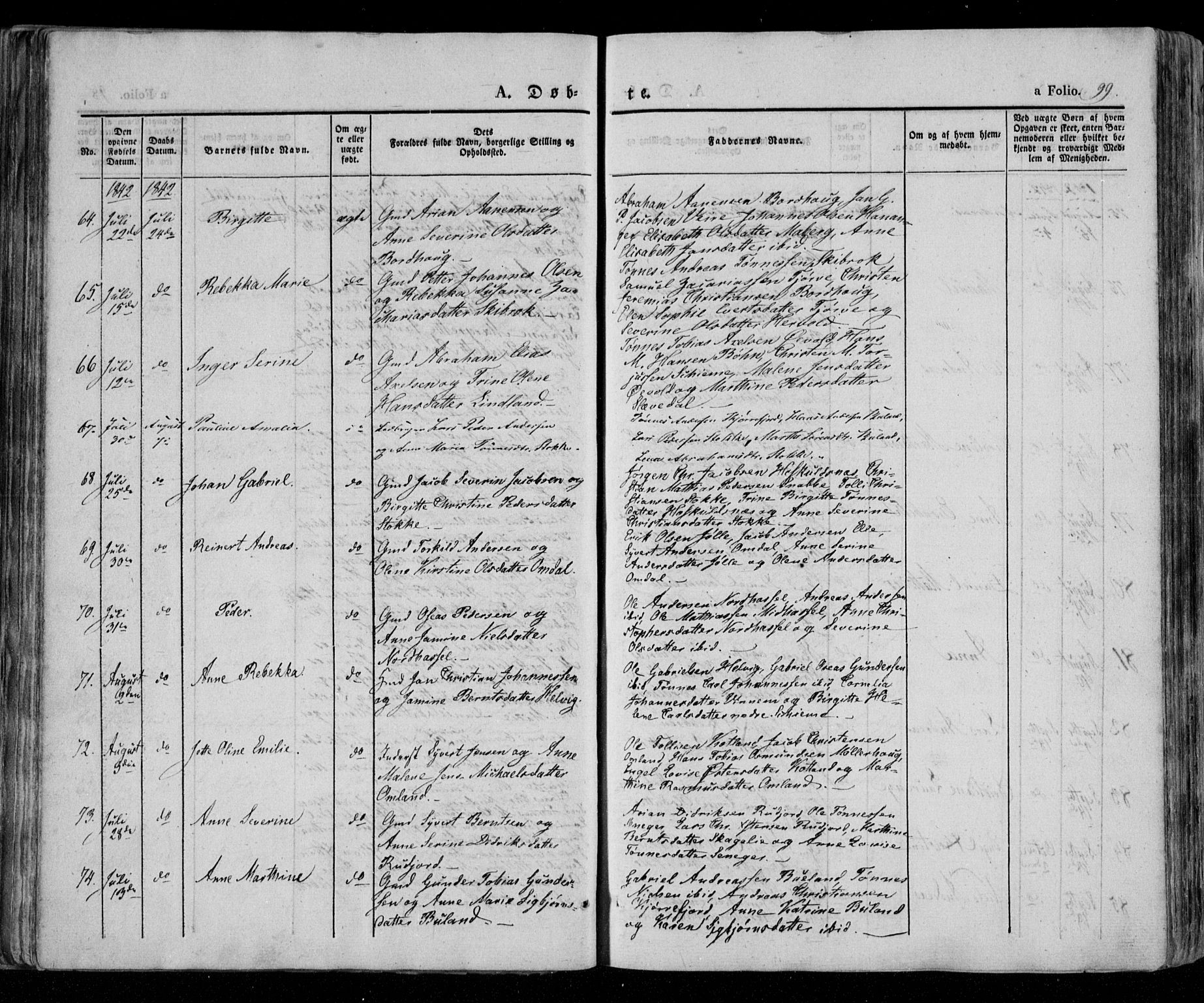 Lista sokneprestkontor, AV/SAK-1111-0027/F/Fa/L0009: Parish register (official) no. A 9, 1835-1846, p. 99