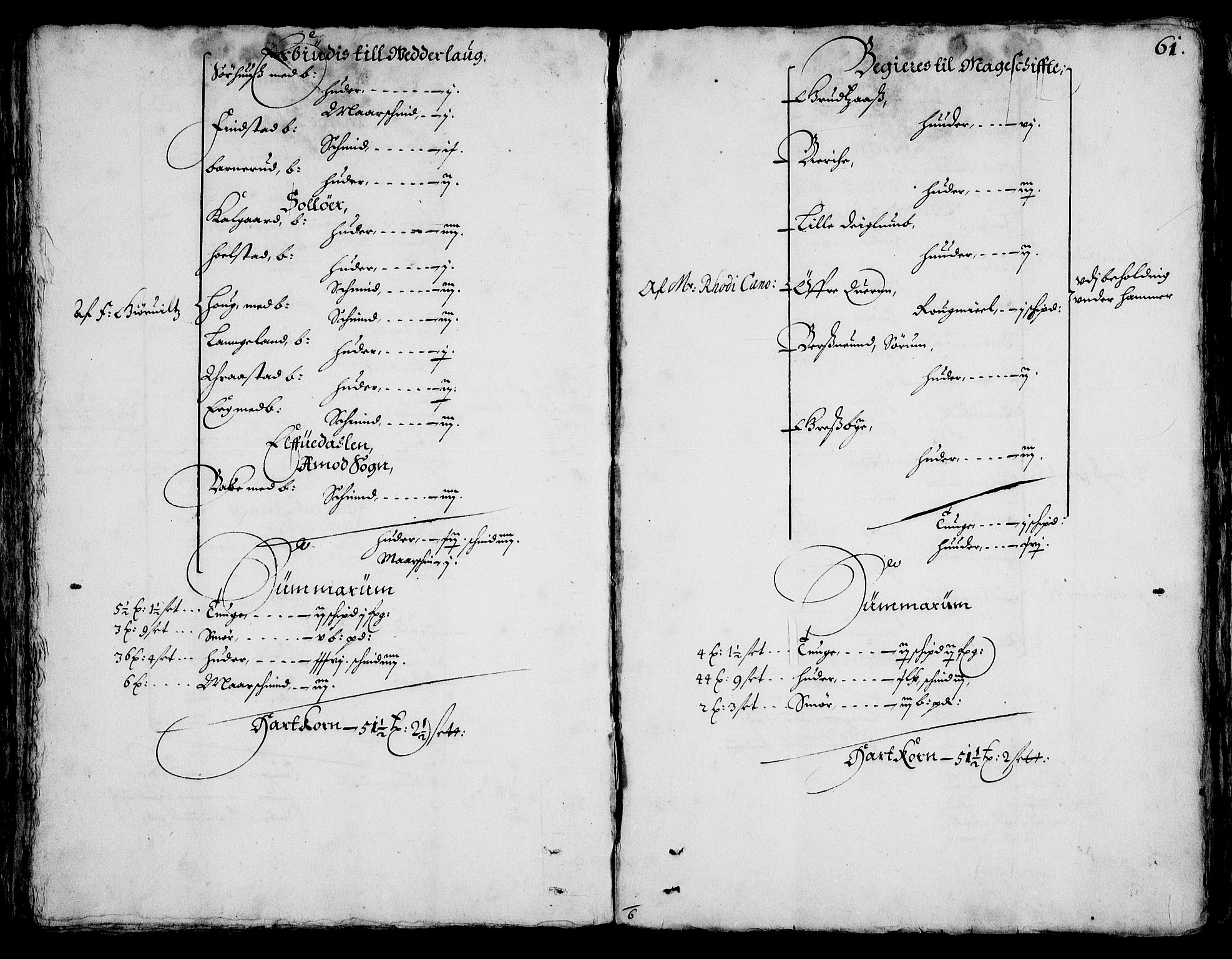 Rentekammeret inntil 1814, Realistisk ordnet avdeling, AV/RA-EA-4070/On/L0001/0002: Statens gods / [Jj 2]: Jordebok og forklaring over atkomstene til Hannibal Sehesteds gods, 1651, p. 60b-61a