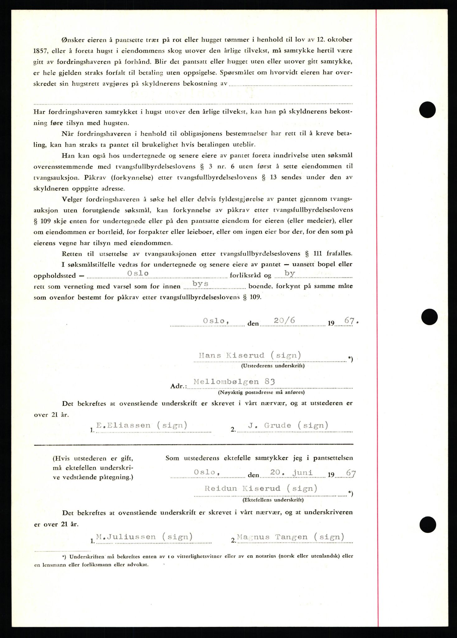 Nord-Hedmark sorenskriveri, SAH/TING-012/H/Hb/Hbf/L0071: Mortgage book no. B71, 1967-1967, Diary no: : 2872/1967