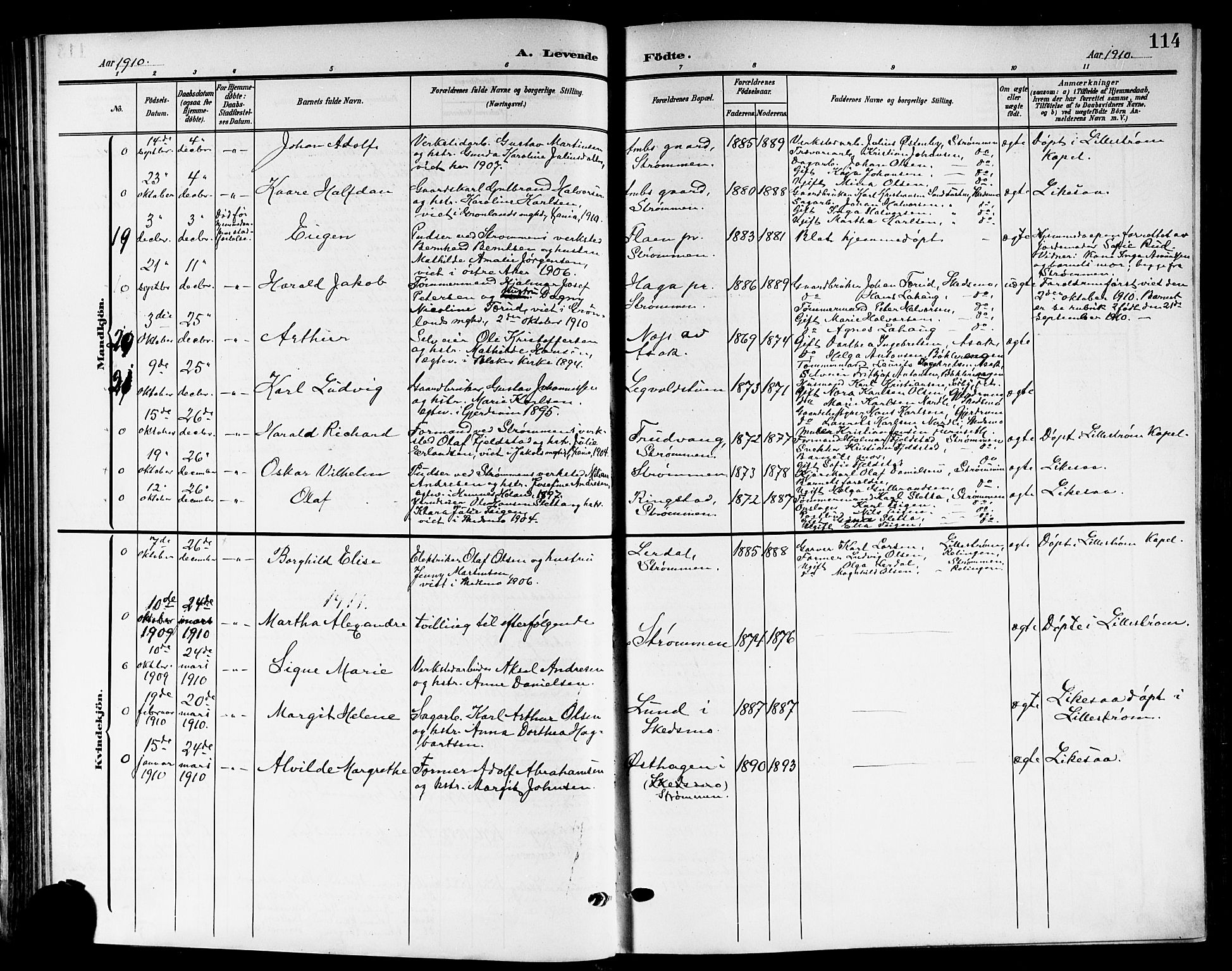 Skedsmo prestekontor Kirkebøker, SAO/A-10033a/G/Ga/L0005b: Parish register (copy) no. I 5B, 1902-1911, p. 114