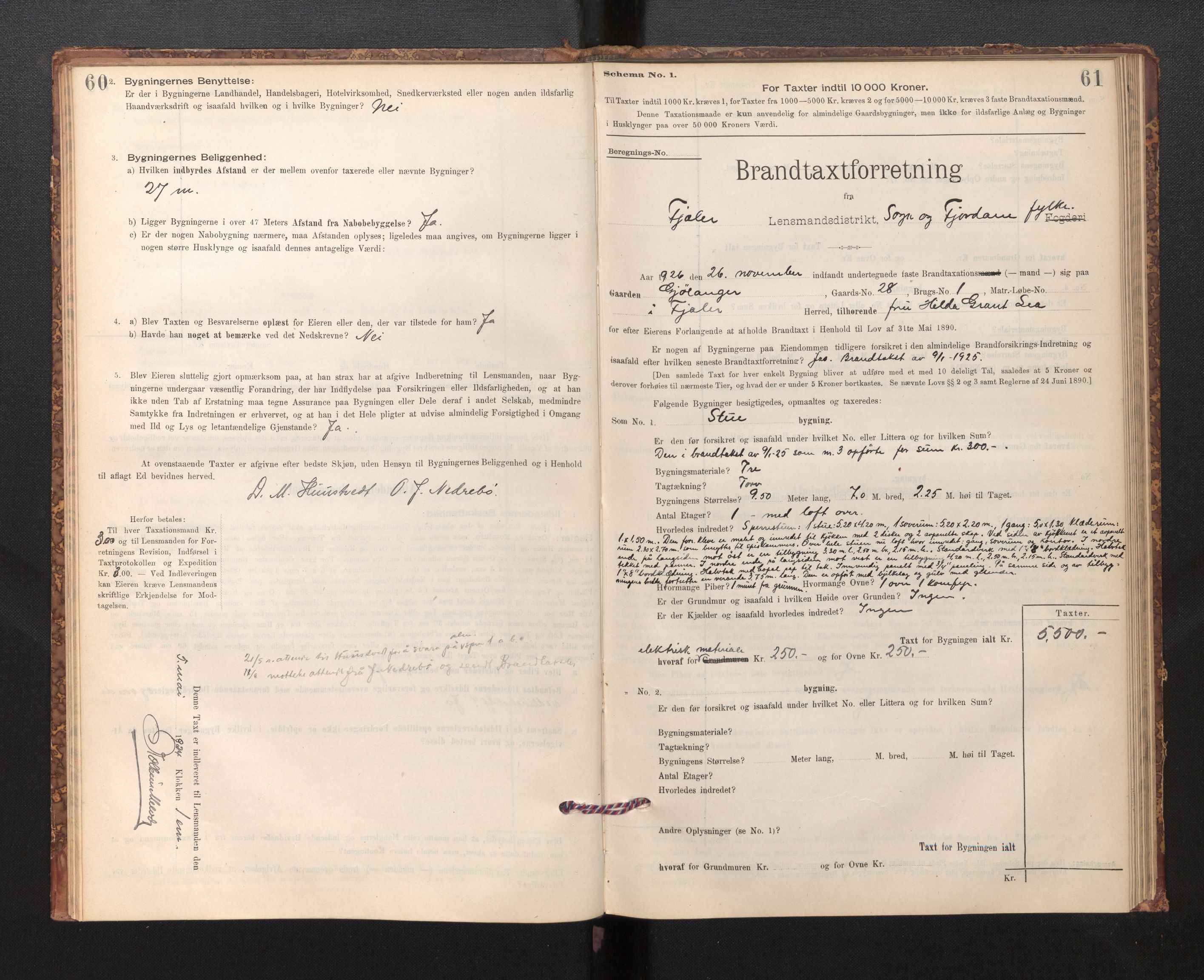 Lensmannen i Fjaler, SAB/A-27201/0012/L0006: Branntakstprotokoll, skjematakst, 1895-1937, p. 60-61