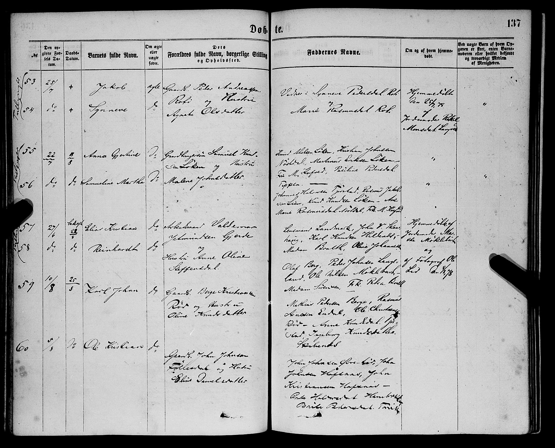 Eid sokneprestembete, AV/SAB-A-82301/H/Haa/Haaa/L0010: Parish register (official) no. A 10, 1867-1878, p. 137