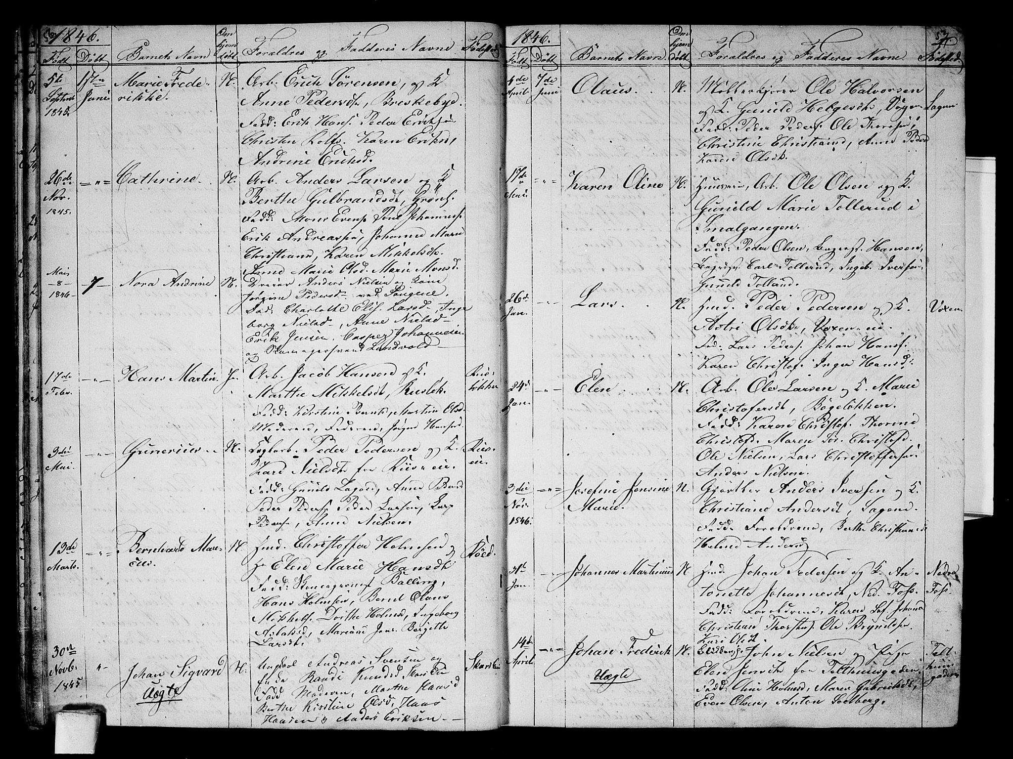 Aker prestekontor kirkebøker, AV/SAO-A-10861/G/L0008: Parish register (copy) no. 8, 1845-1848, p. 56-57