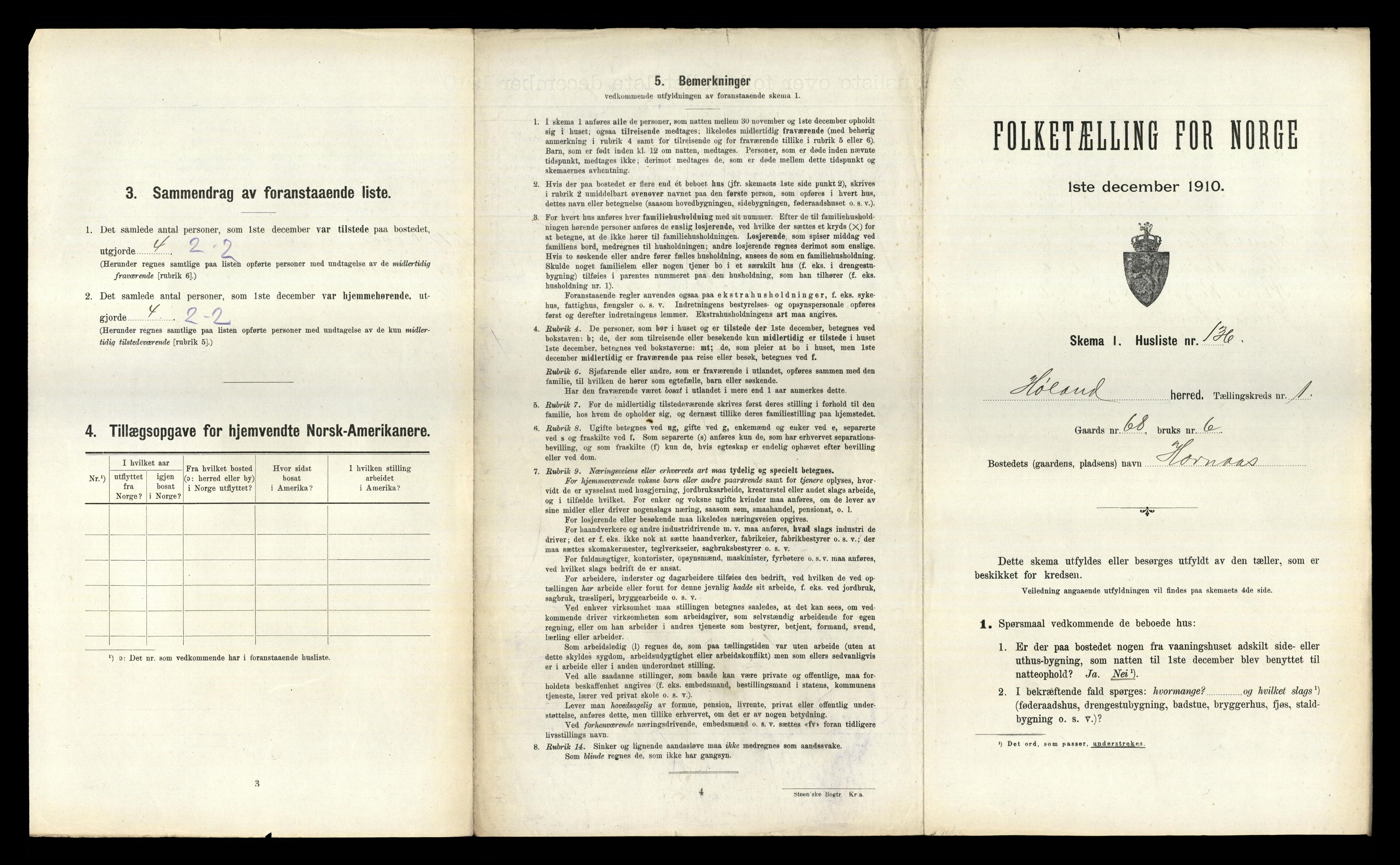 RA, 1910 census for Høland, 1910, p. 323