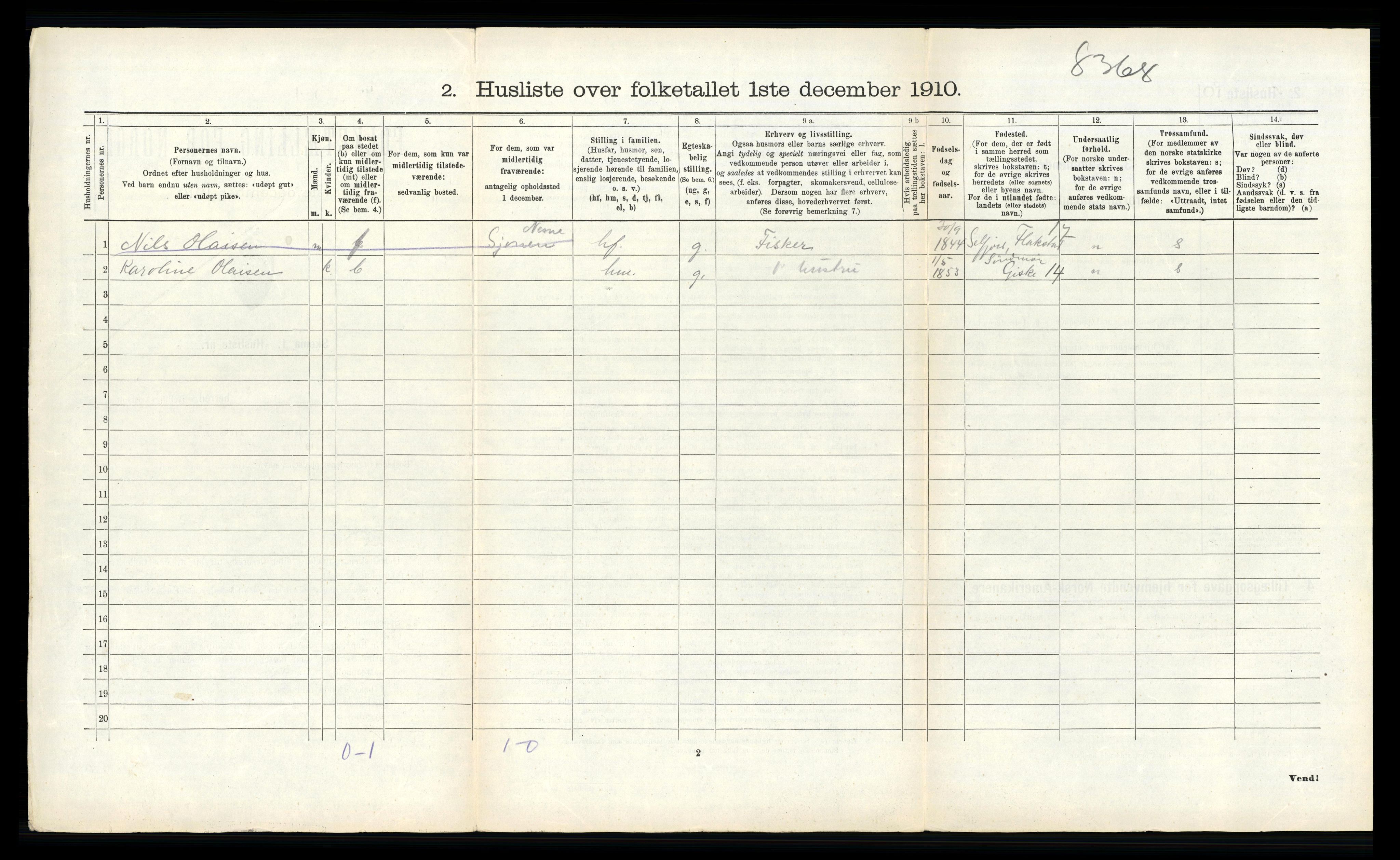 RA, 1910 census for Stamnes, 1910, p. 235