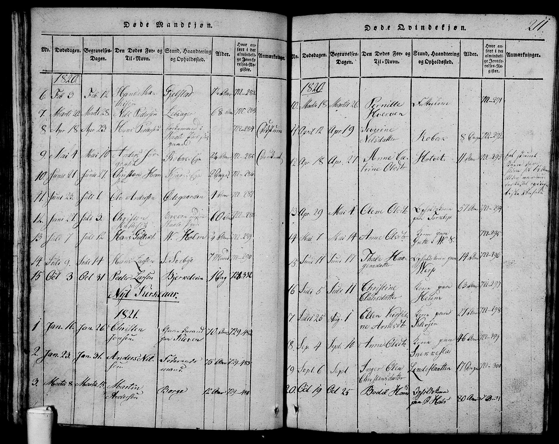 Våle kirkebøker, SAKO/A-334/G/Ga/L0001: Parish register (copy) no. I 1, 1814-1824, p. 210-211
