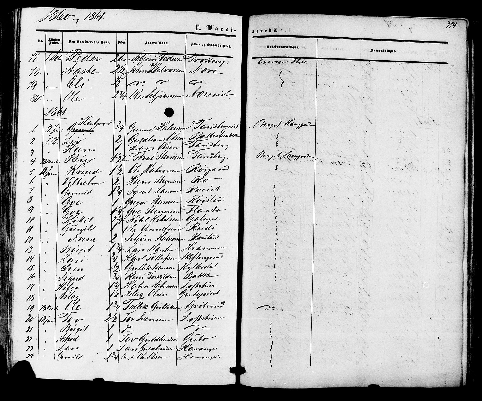 Nore kirkebøker, SAKO/A-238/F/Fa/L0003: Parish register (official) no. I 3, 1858-1866, p. 374