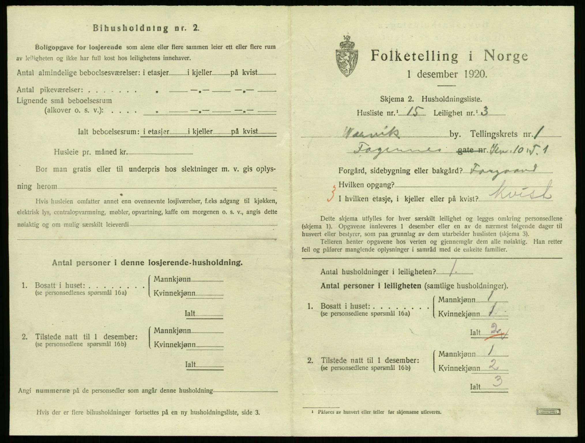 SAT, 1920 census for Narvik, 1920, p. 3974