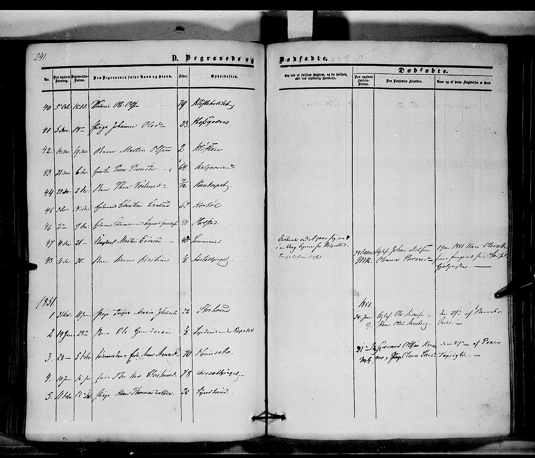 Hof prestekontor, SAH/PREST-038/H/Ha/Haa/L0008: Parish register (official) no. 8, 1849-1861, p. 241