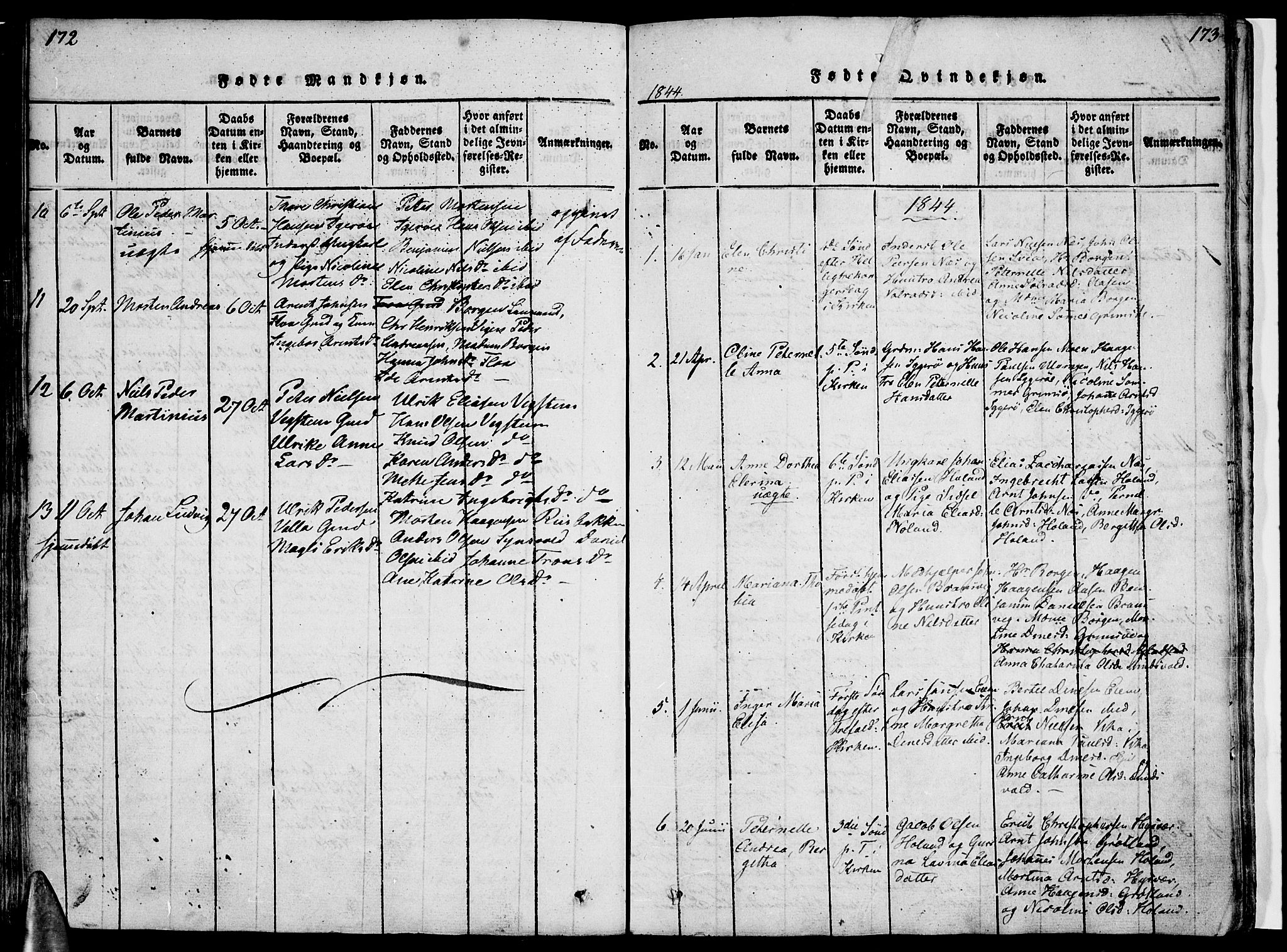 Ministerialprotokoller, klokkerbøker og fødselsregistre - Nordland, AV/SAT-A-1459/816/L0239: Parish register (official) no. 816A05, 1820-1845, p. 172-173