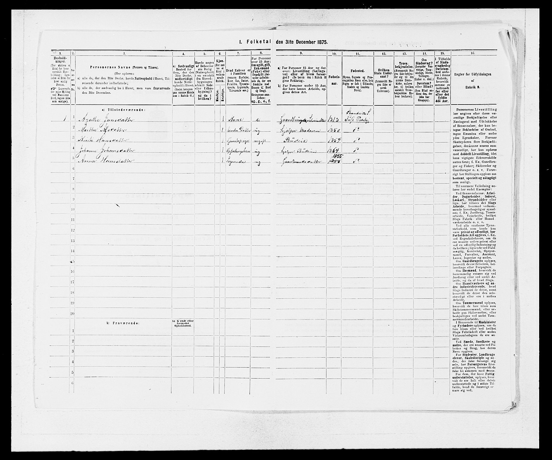 SAB, 1875 census for 1241P Fusa, 1875, p. 667