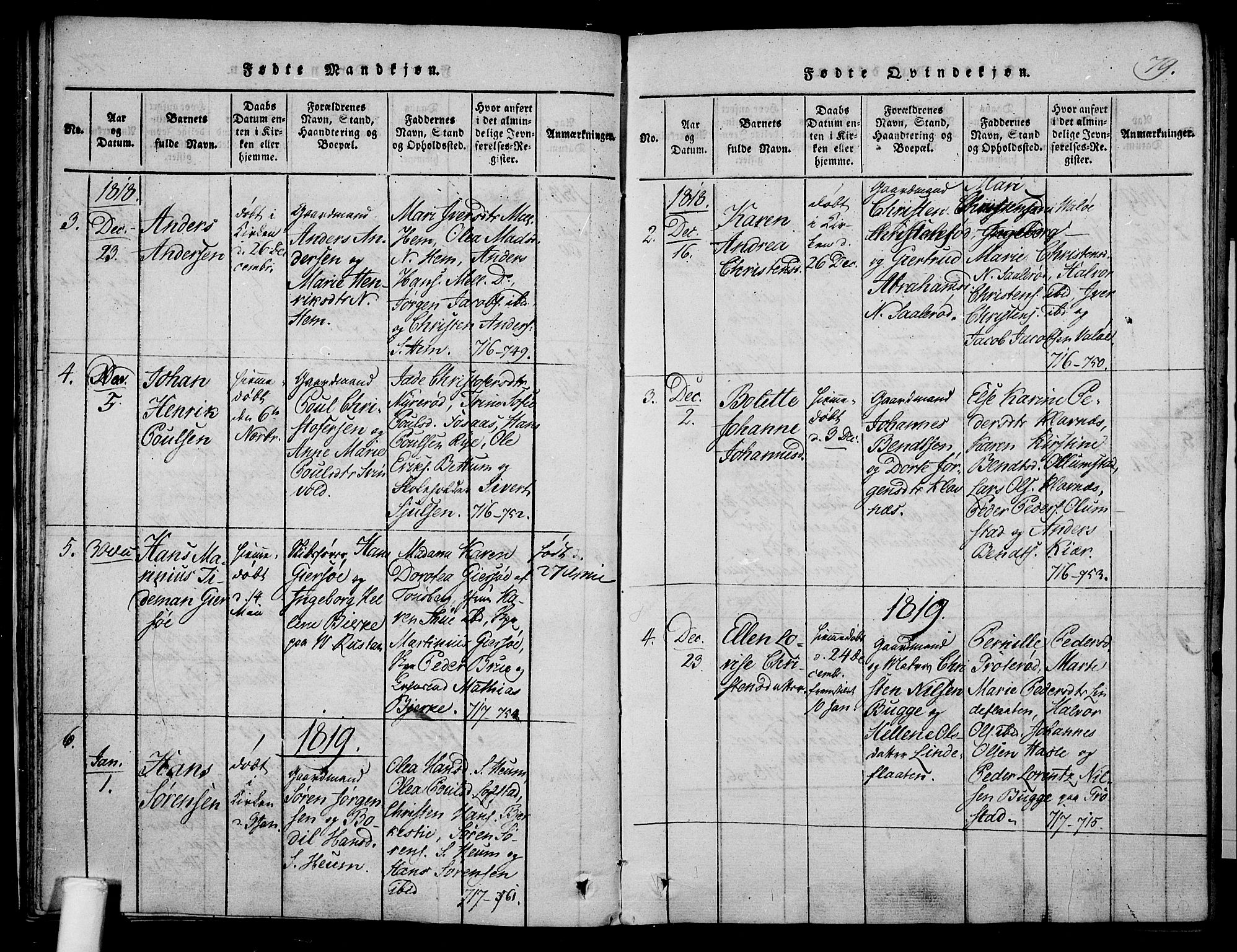 Våle kirkebøker, AV/SAKO-A-334/F/Fa/L0007: Parish register (official) no. I 7, 1814-1824, p. 78-79