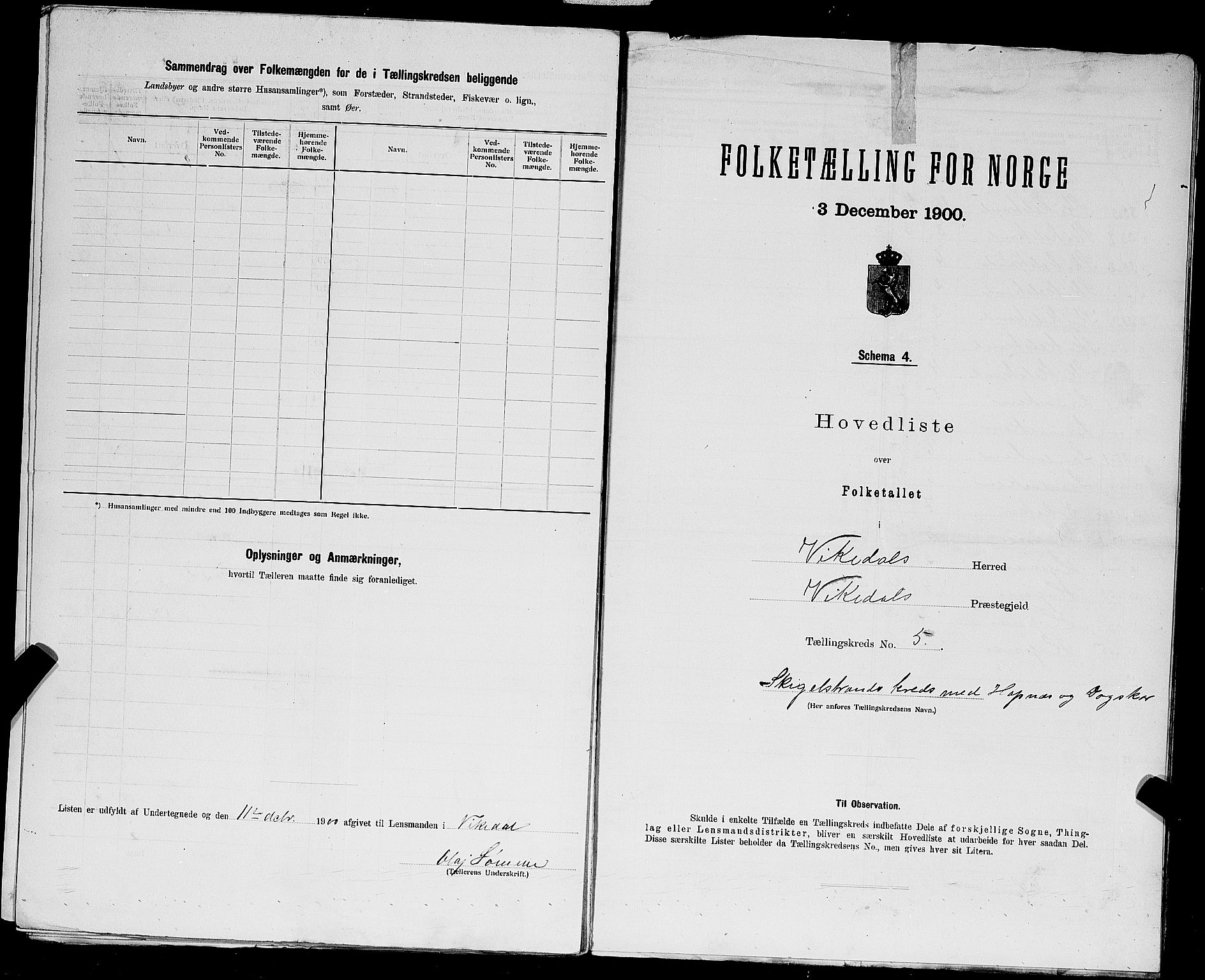 SAST, 1900 census for Vikedal, 1900, p. 31