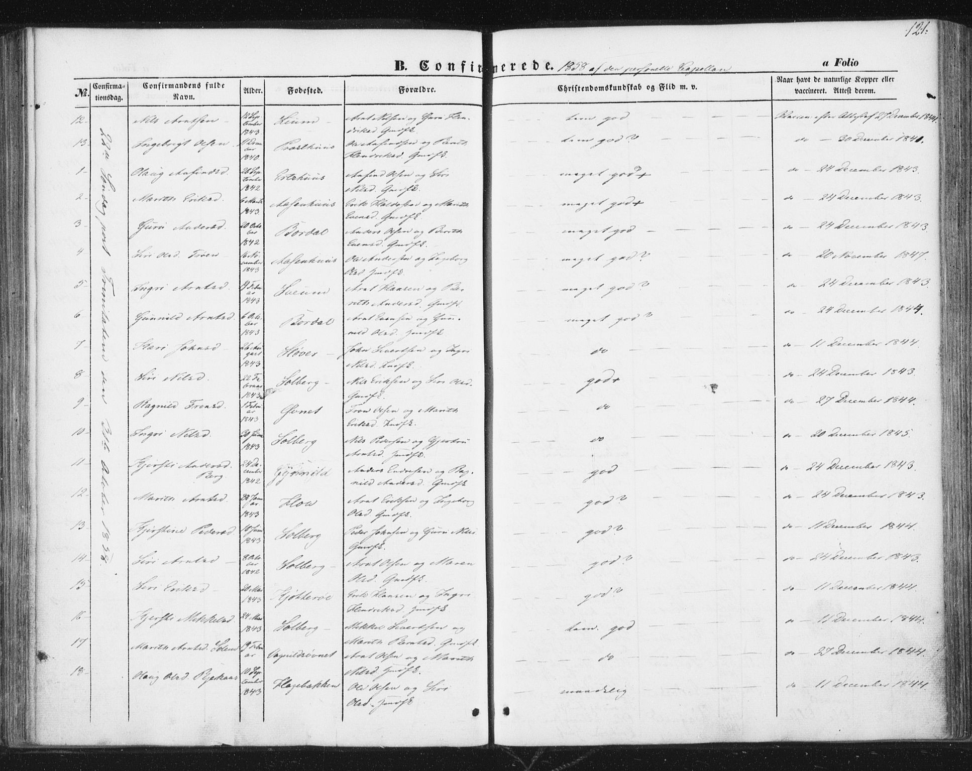 Ministerialprotokoller, klokkerbøker og fødselsregistre - Sør-Trøndelag, AV/SAT-A-1456/689/L1038: Parish register (official) no. 689A03, 1848-1872, p. 121