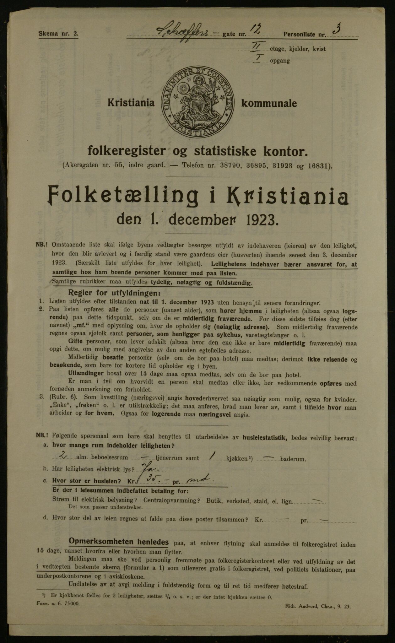 OBA, Municipal Census 1923 for Kristiania, 1923, p. 103416