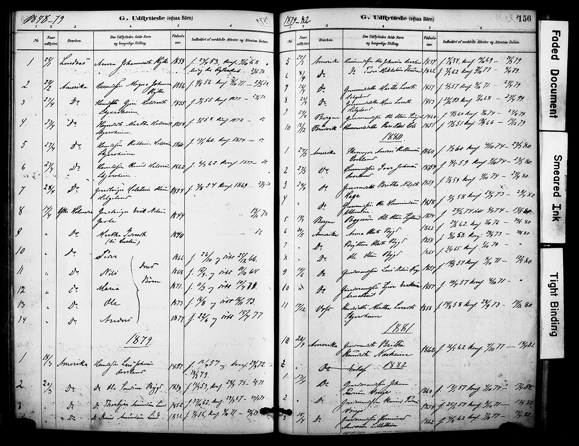 Vossestrand Sokneprestembete, SAB/A-79101/H/Haa: Parish register (official) no. C 1, 1878-1903, p. 156