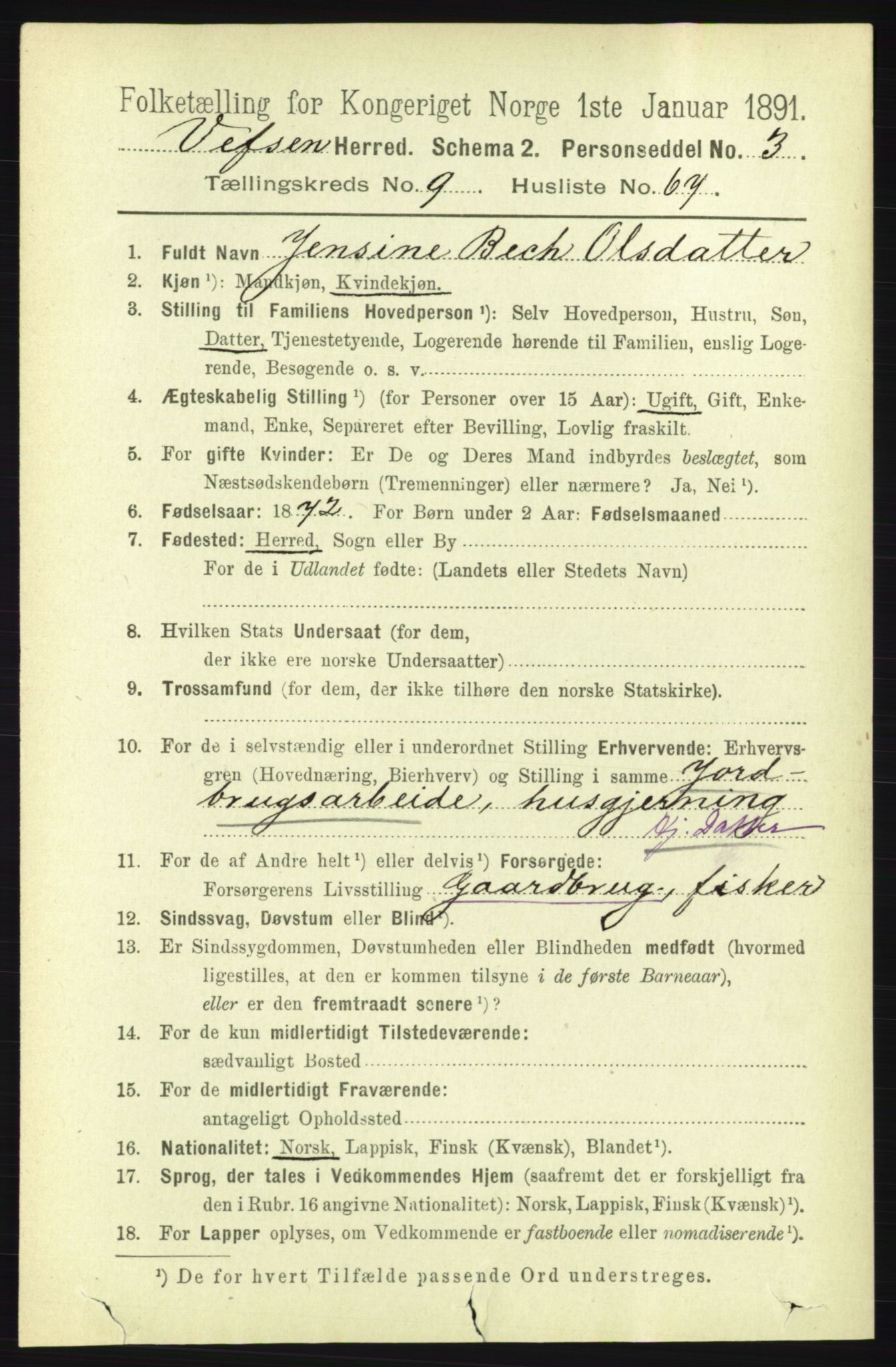 RA, 1891 census for 1824 Vefsn, 1891, p. 5131