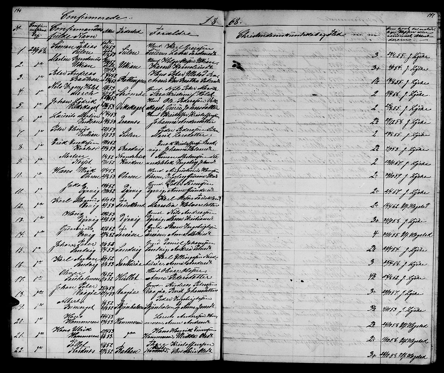 Ministerialprotokoller, klokkerbøker og fødselsregistre - Sør-Trøndelag, SAT/A-1456/640/L0583: Parish register (copy) no. 640C01, 1866-1877, p. 146-147