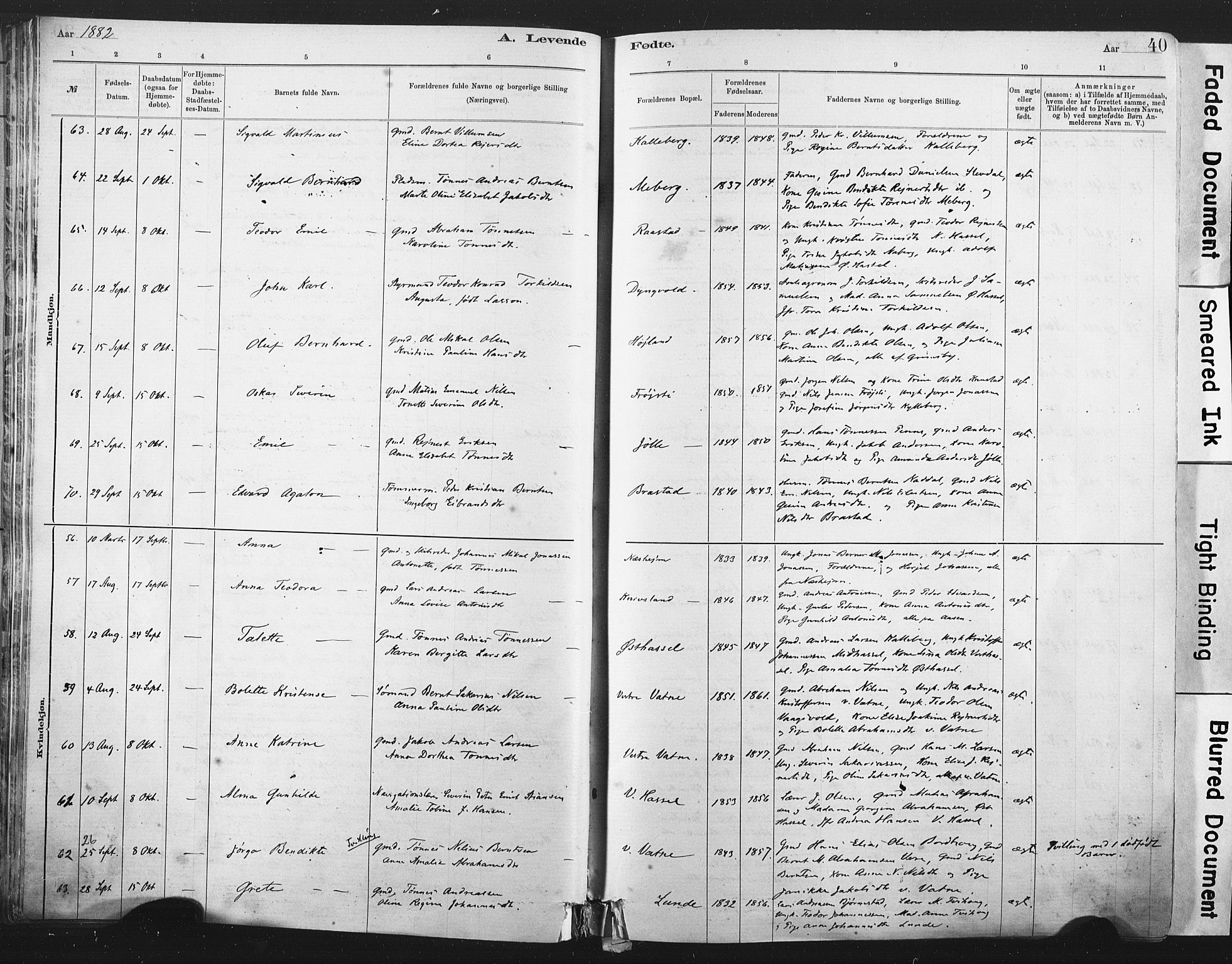 Lista sokneprestkontor, AV/SAK-1111-0027/F/Fa/L0012: Parish register (official) no. A 12, 1879-1903, p. 40