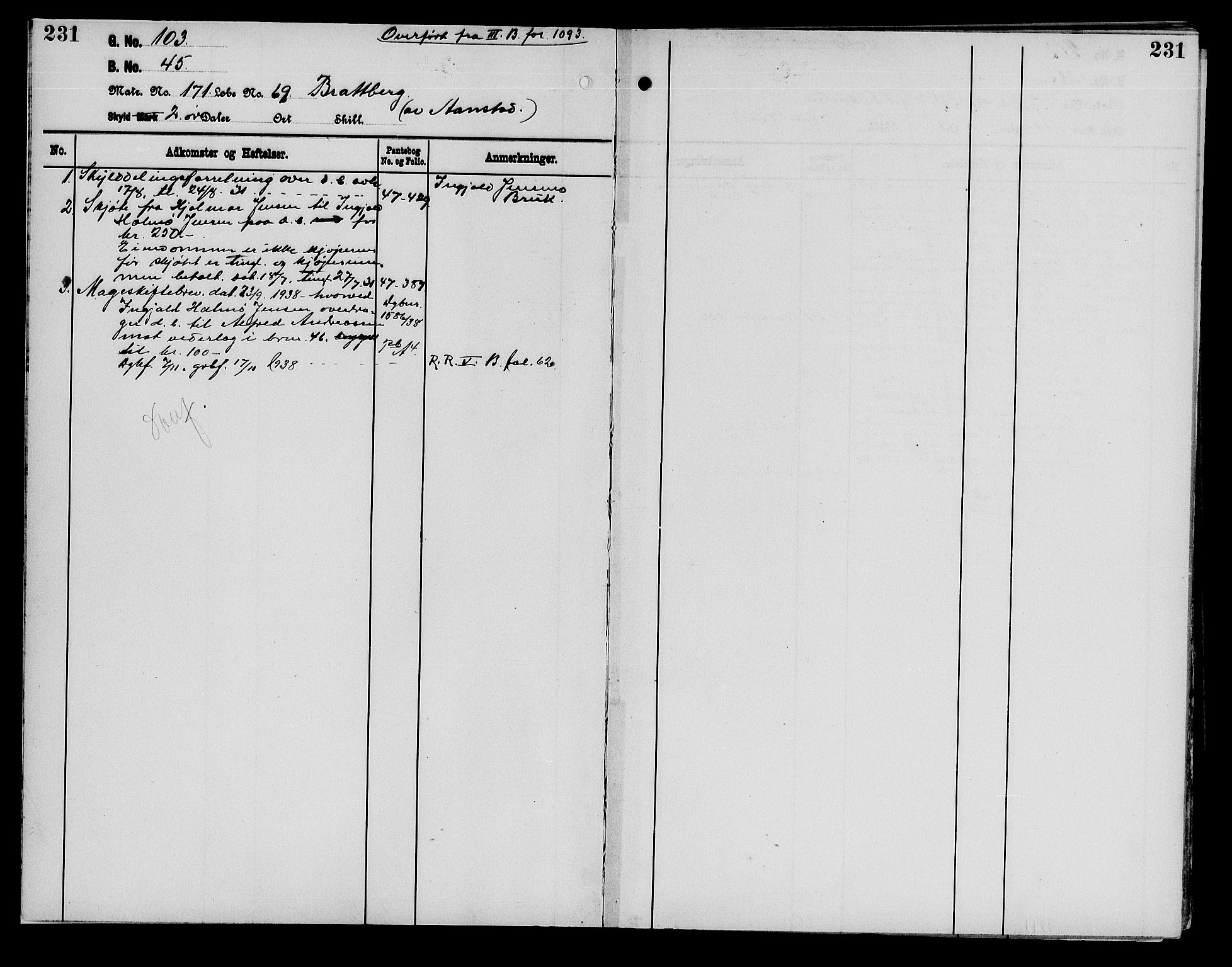 Senja sorenskriveri 1855-, SATØ/S-0048/1/H/Hb/L0025: Mortgage register no. 25, p. 231